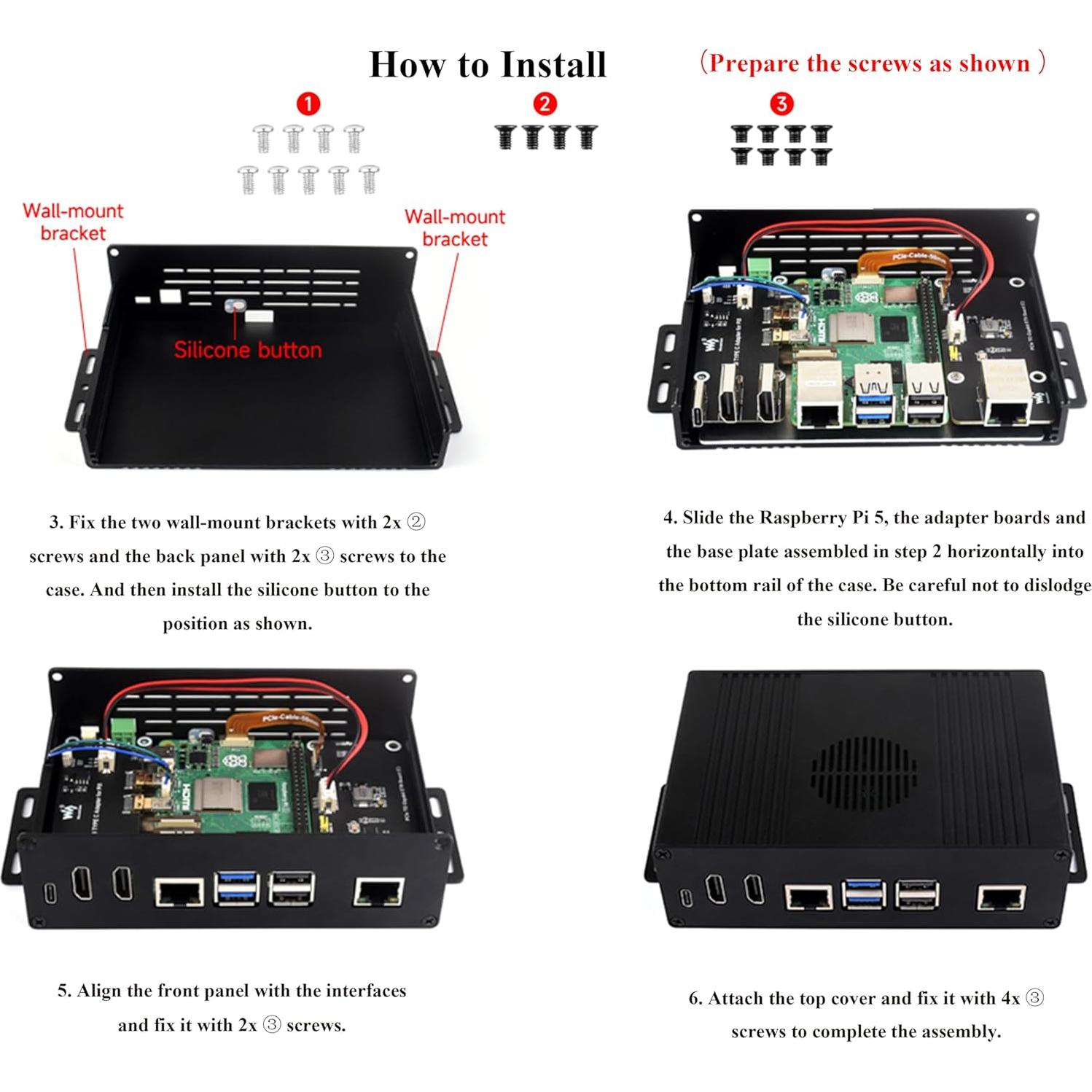 Kit Mini-Computadora Multifuncional Wonrabai Pi5 Módulo BOX-B