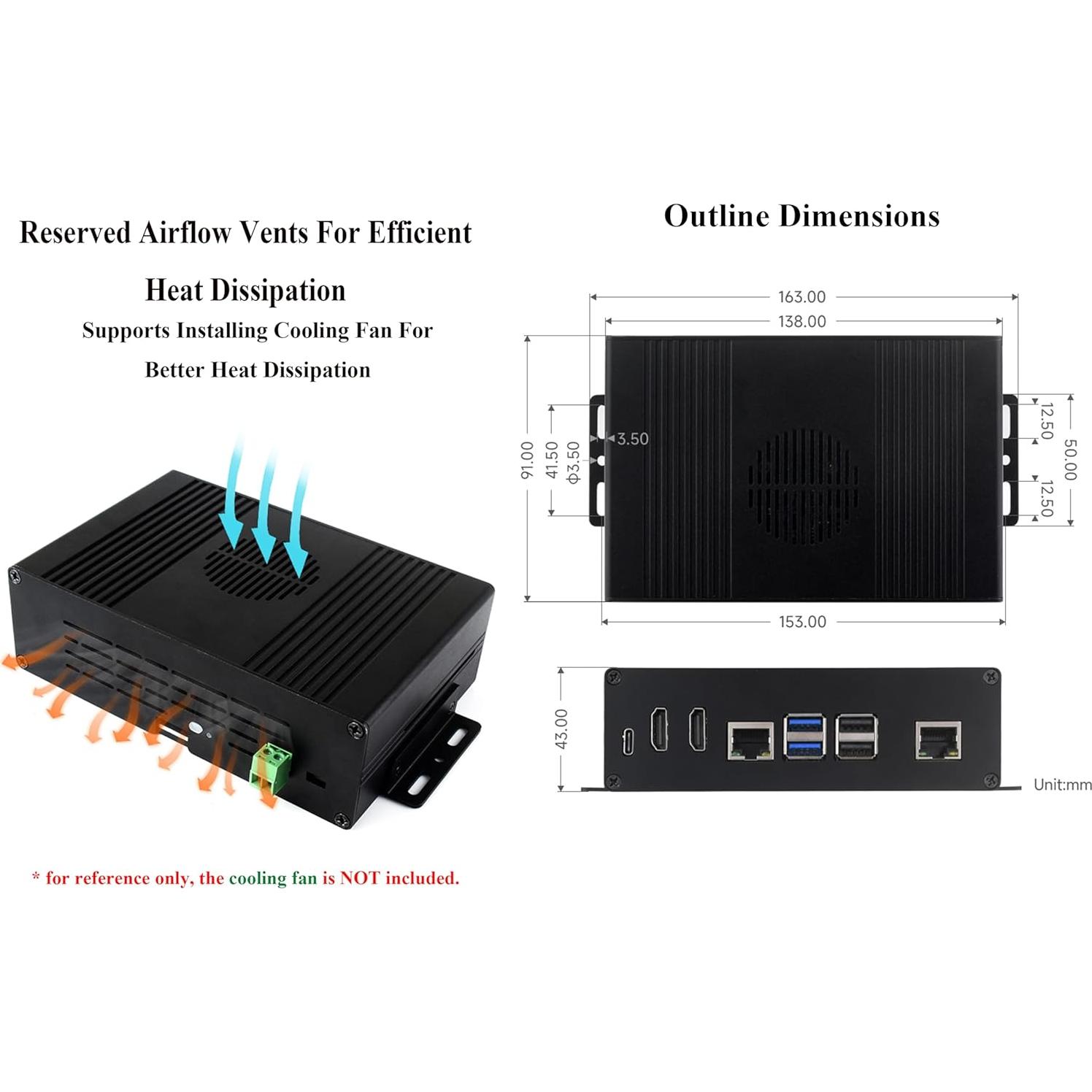 Kit Mini-Computadora Multifuncional Wonrabai Pi5 Módulo BOX-B