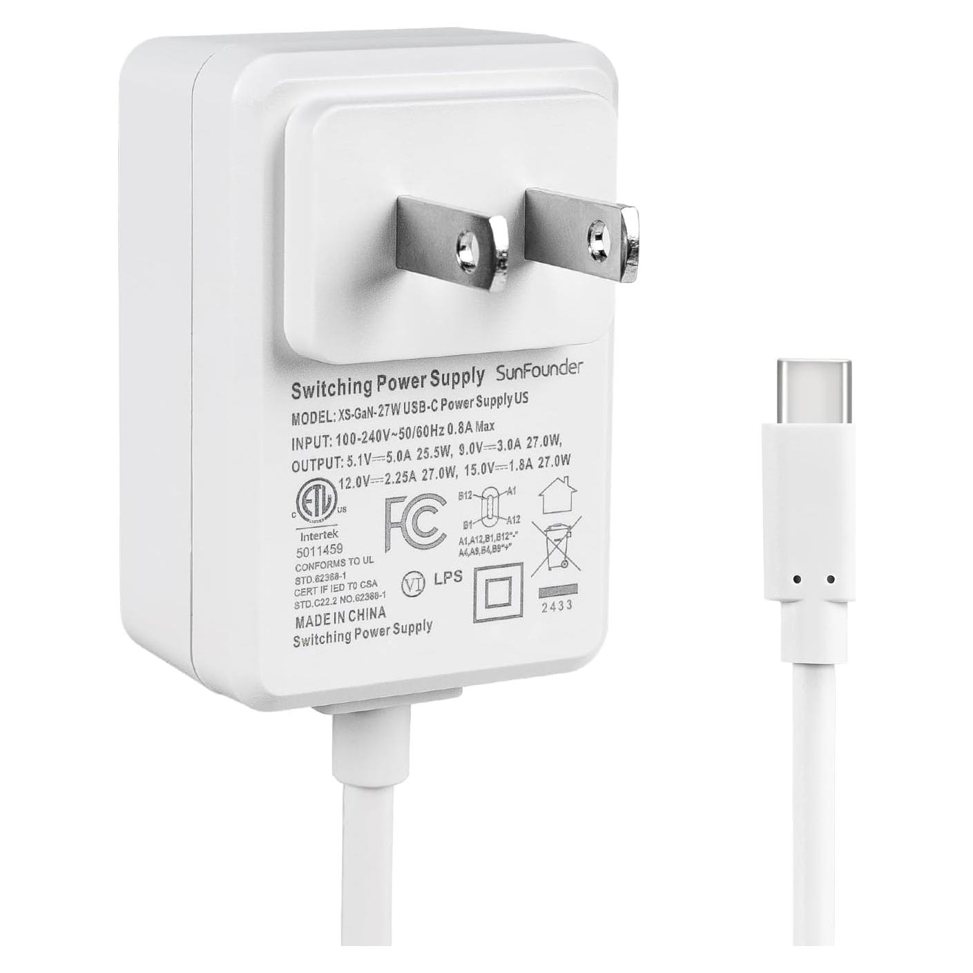 Fuente de Alimentación USB-C 27W SunFounder para Raspberry Pi 5