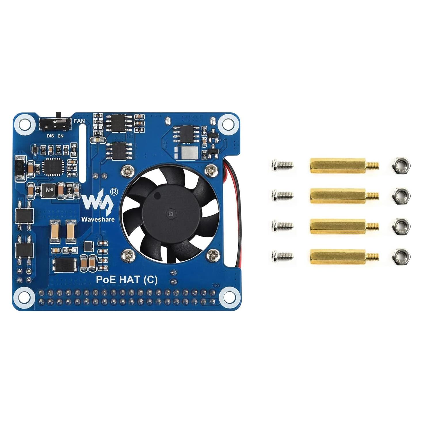 Waveshare PoE HAT C para Raspberry Pi 3B+/4B, 12V y 5V