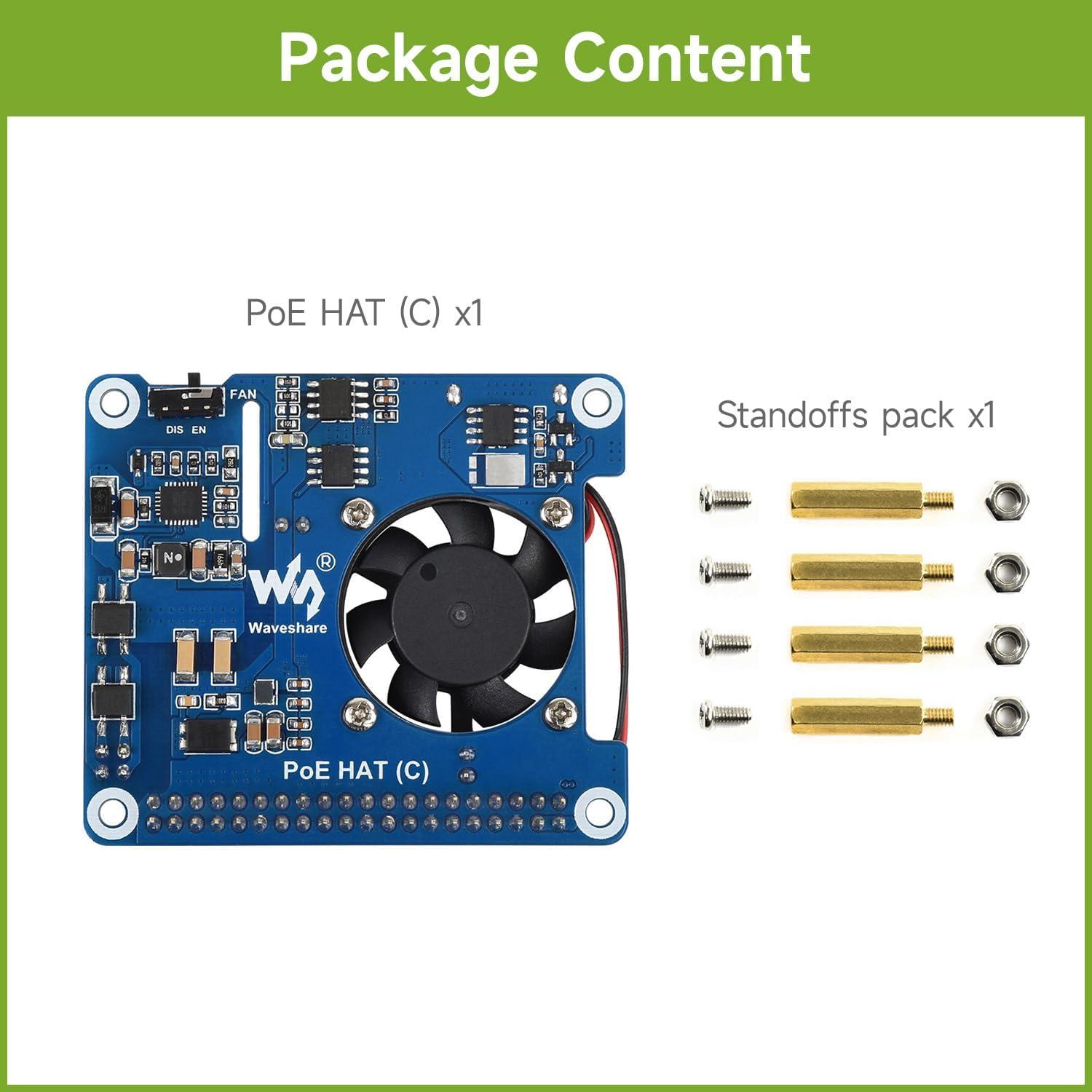 Waveshare PoE HAT C para Raspberry Pi 3B+/4B, 12V y 5V