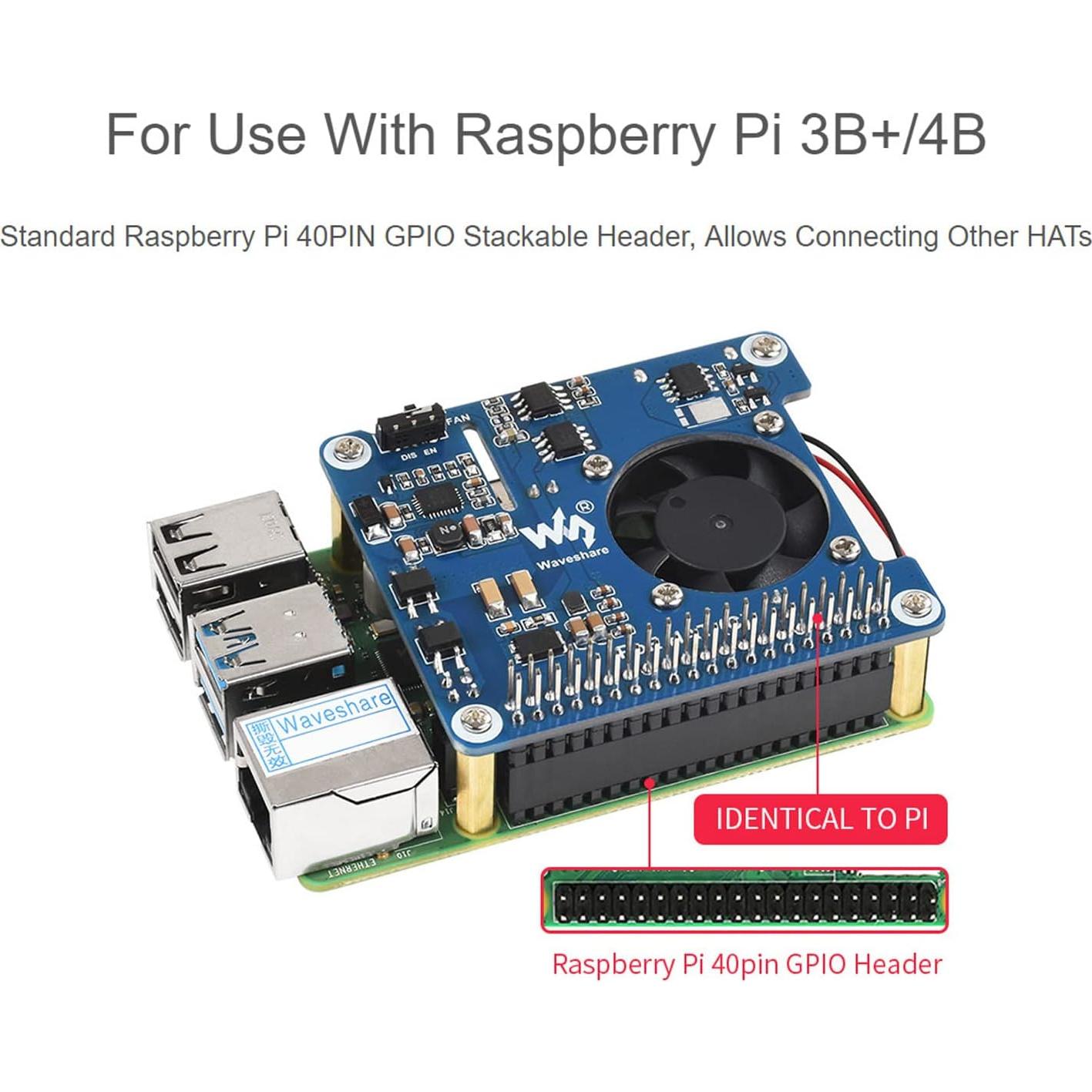 Waveshare PoE HAT C para Raspberry Pi 3B+/4B, 12V y 5V