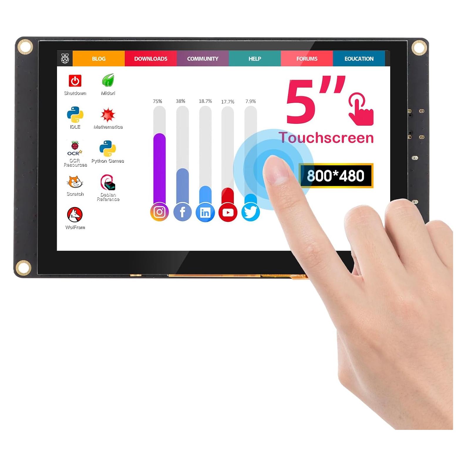 Monitor Táctil Mini ELECROW 5" HD 800x480 Raspberry Pi