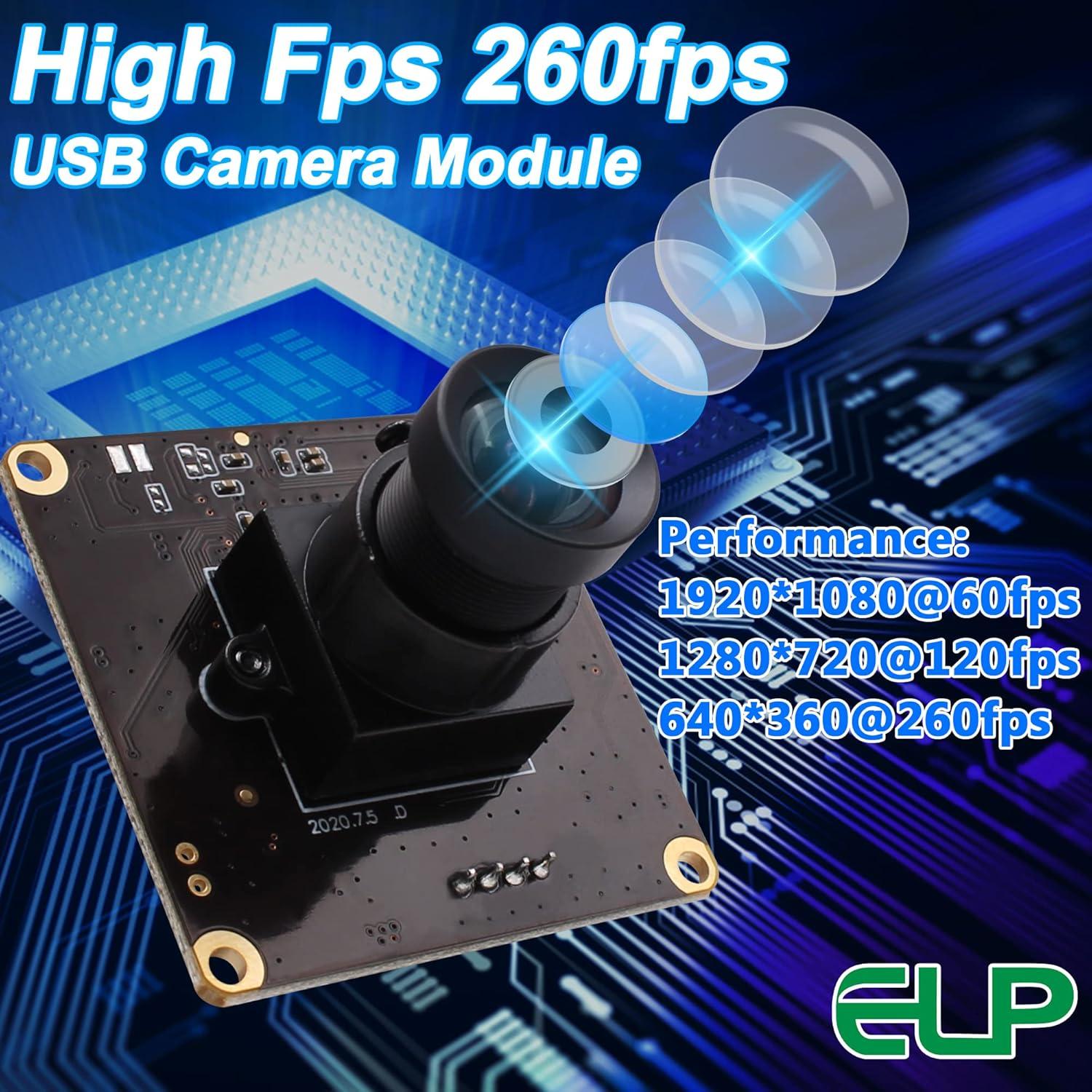 Cámara USB ELP 1080P 2MP con lente 100° y alta fps