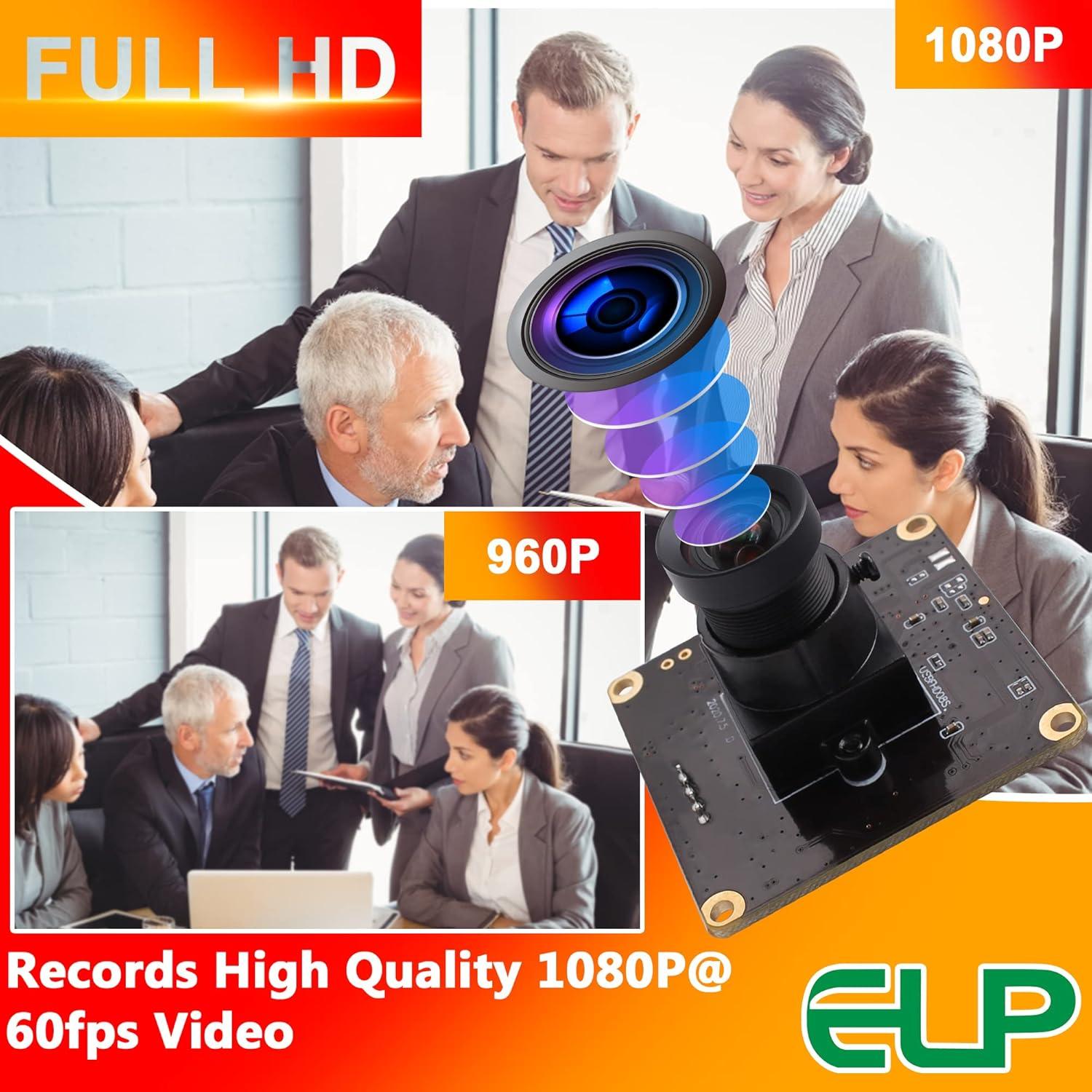 Cámara USB ELP 1080P 2MP con lente 100° y alta fps