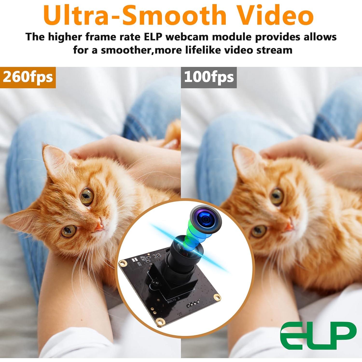 Cámara USB ELP 1080P 2MP con lente 100° y alta fps