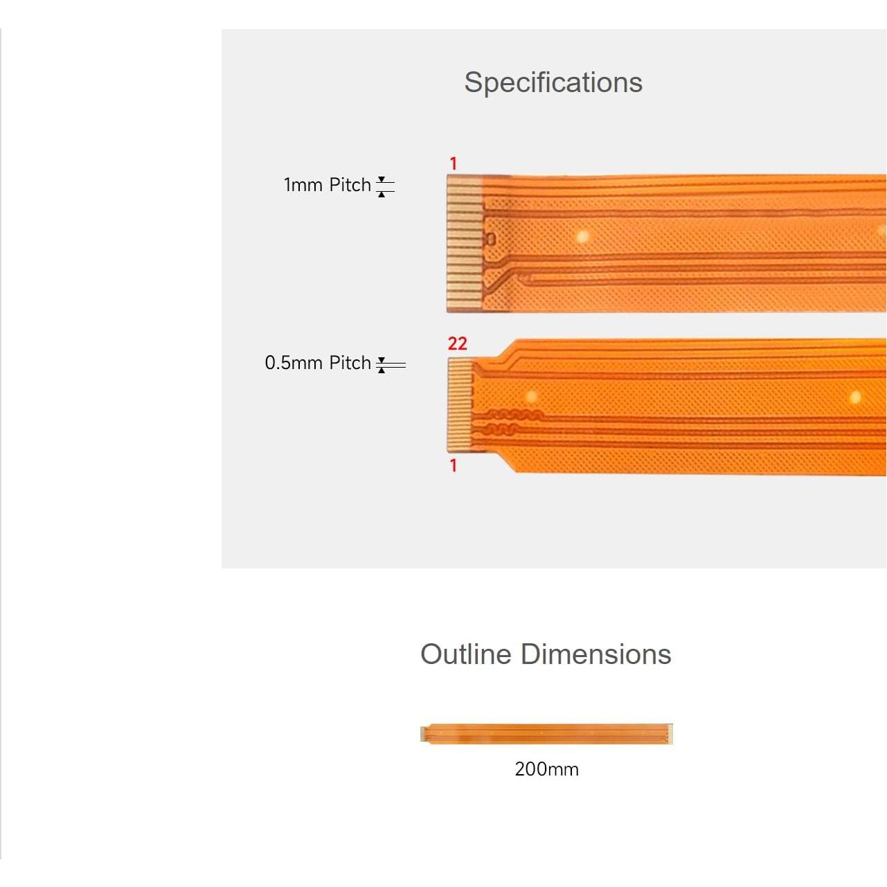 Cable DSI FPC 200mm Waveshare para Raspberry Pi 5 22 a 15 pines