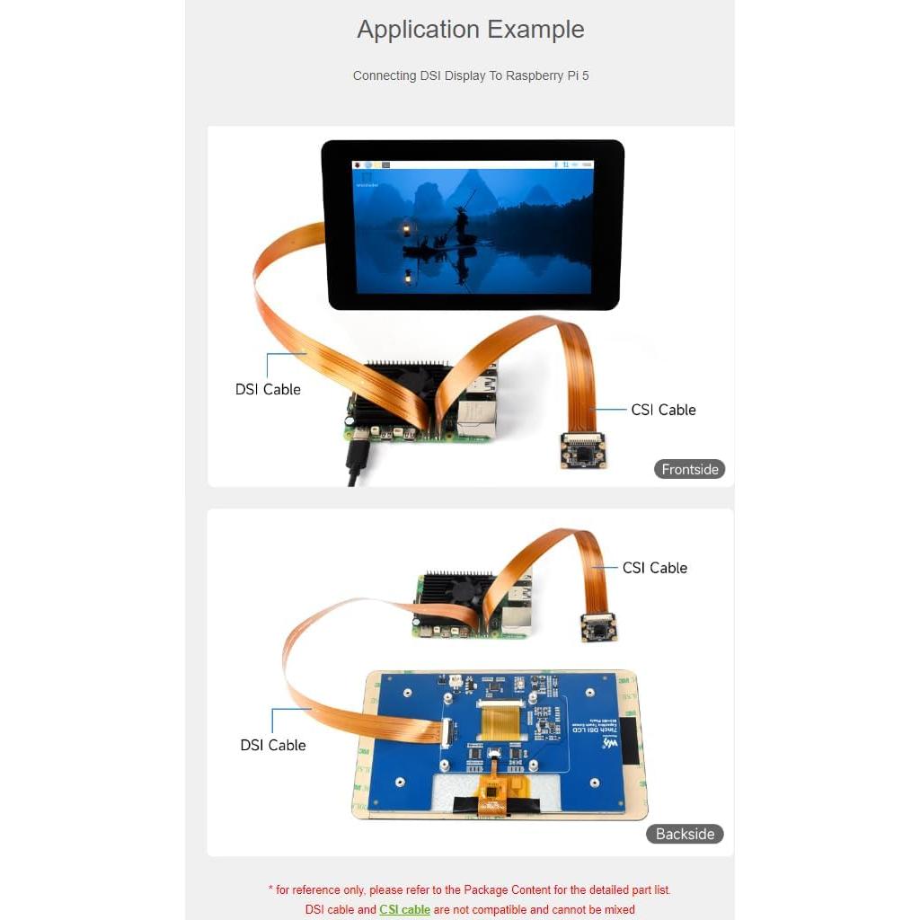 Cable DSI FPC 200mm Waveshare para Raspberry Pi 5 22 a 15 pines