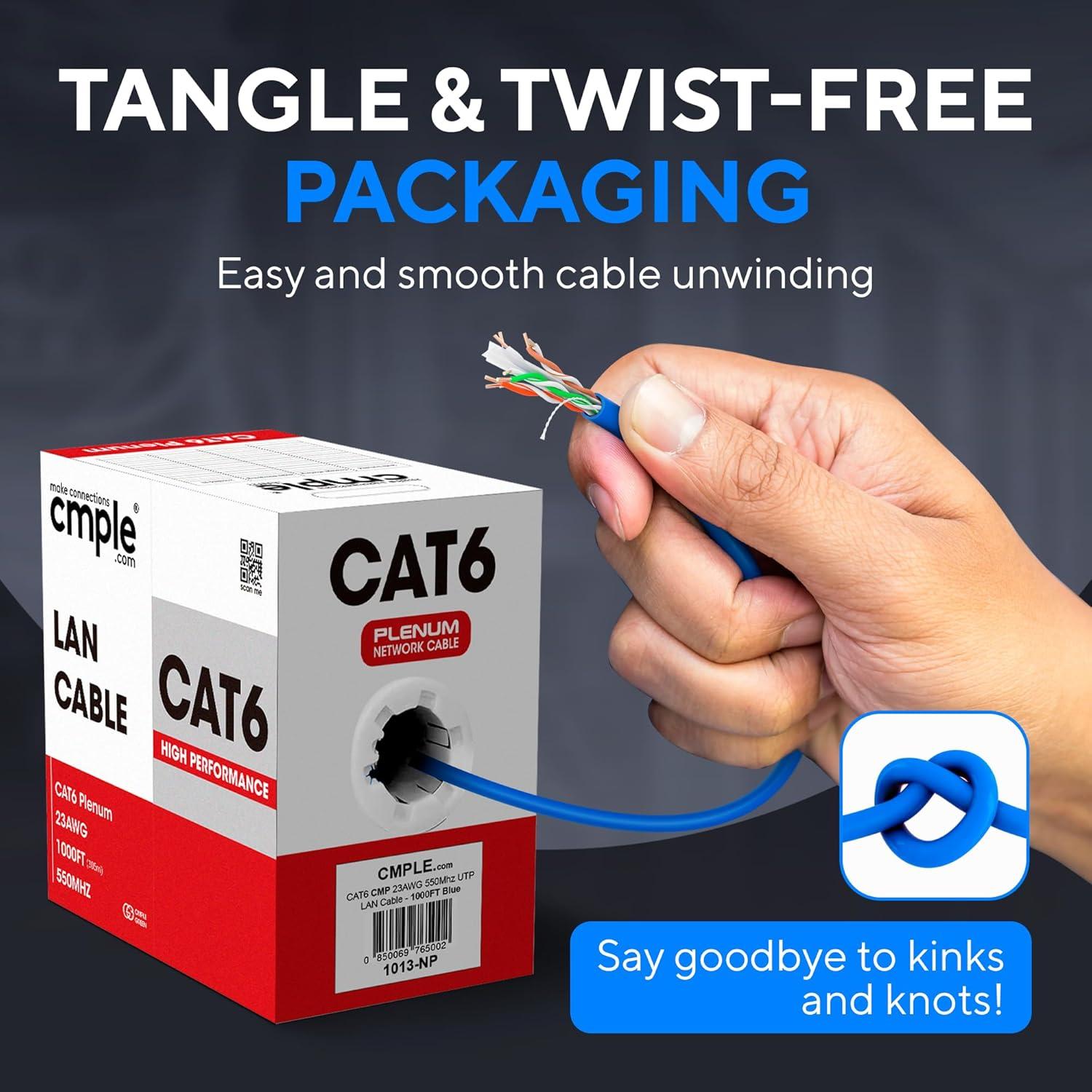 Cable Ethernet Cat6 Plenum Cmple 1000ft UTP 550MHz Azul