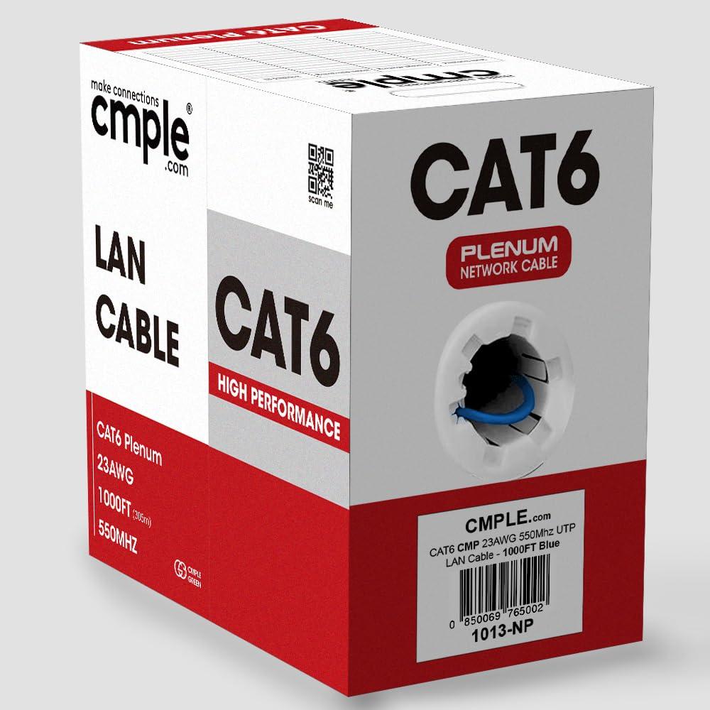 Cable Ethernet Cat6 Plenum Cmple 1000ft UTP 550MHz Azul