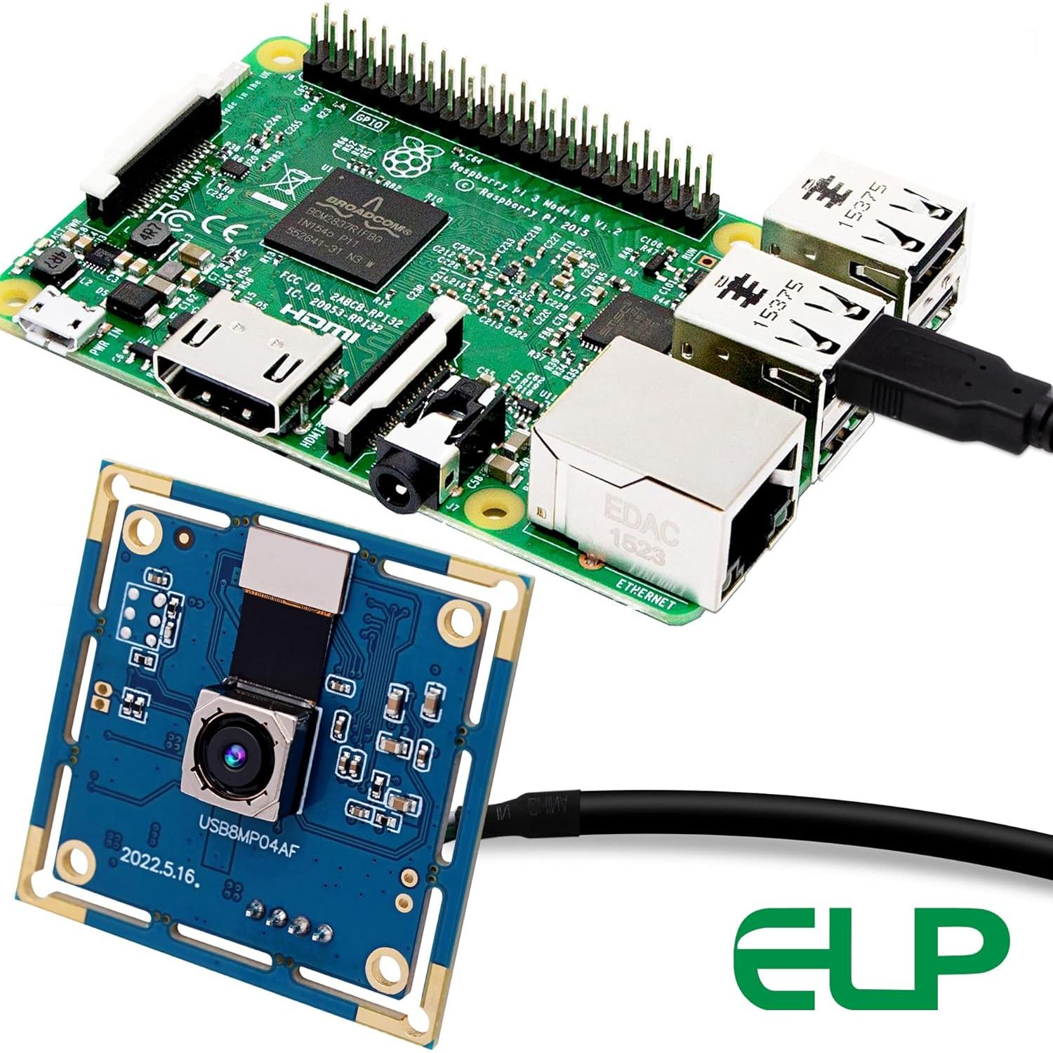 Cámara USB ELP 8MP Autofocus 4K para PC y Raspberry Pi