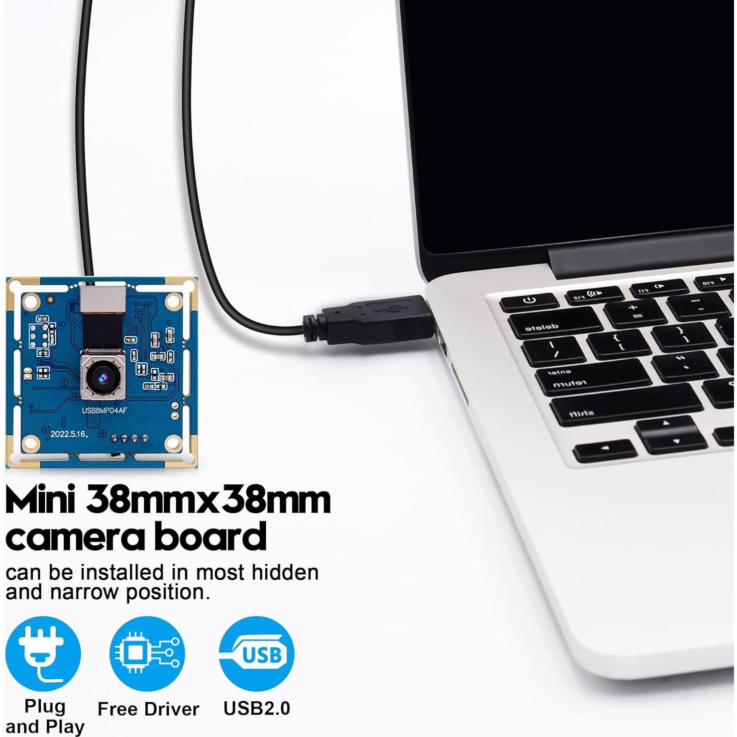 Cámara USB ELP 8MP Autofocus 4K para PC y Raspberry Pi