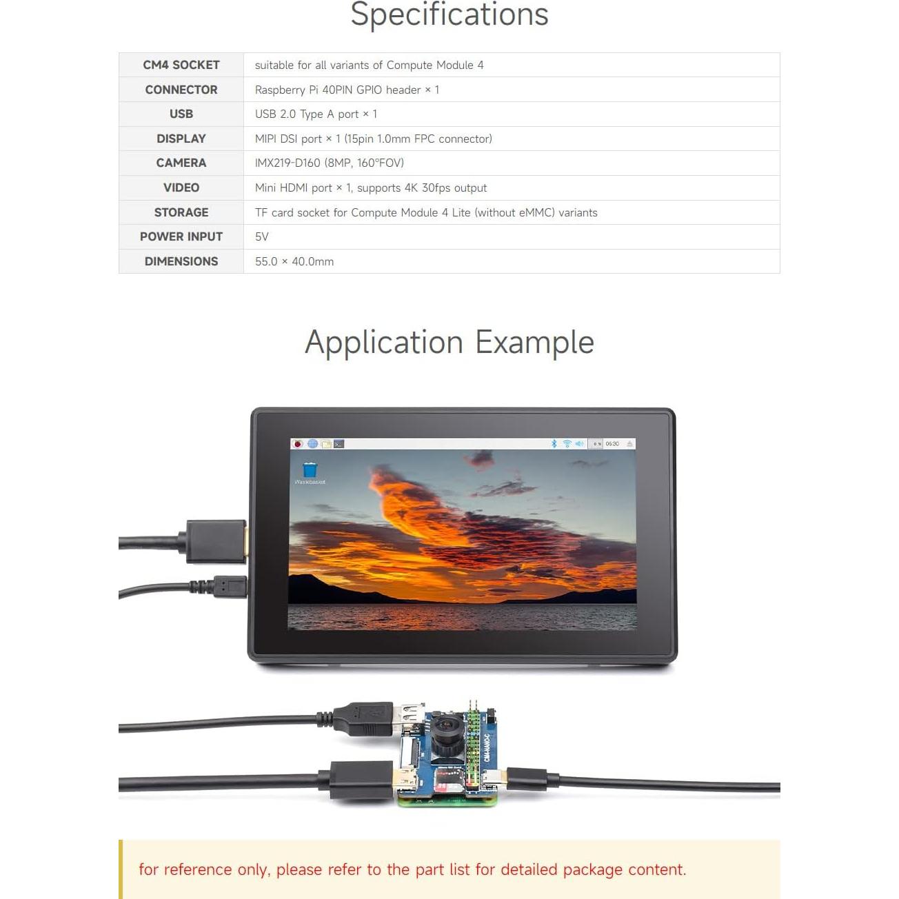 Placa Base Nano Waveshare CM4 Compatible con Raspberry Pi 8MP