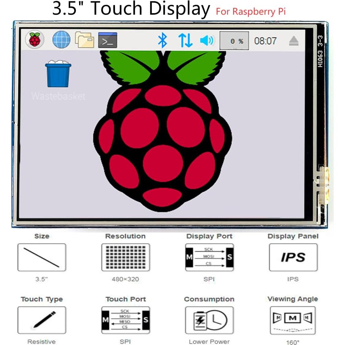 Pantalla Táctil Resistiva 3.5" Waveshare IPS LCD 480x320