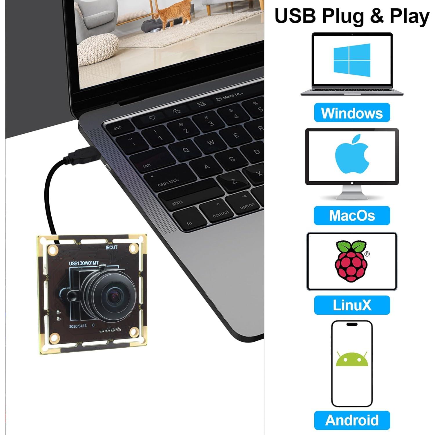 Cámara USB Magnolia 1.3MP Ojo de Pez 180° Baja Luz 0.01Lux