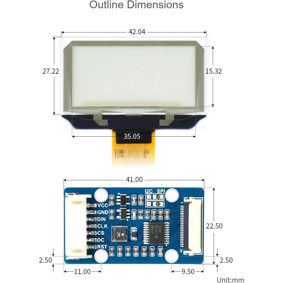 Pantalla OLED Transparente 1.51" Waveshare 128x64 SPI/I2C
