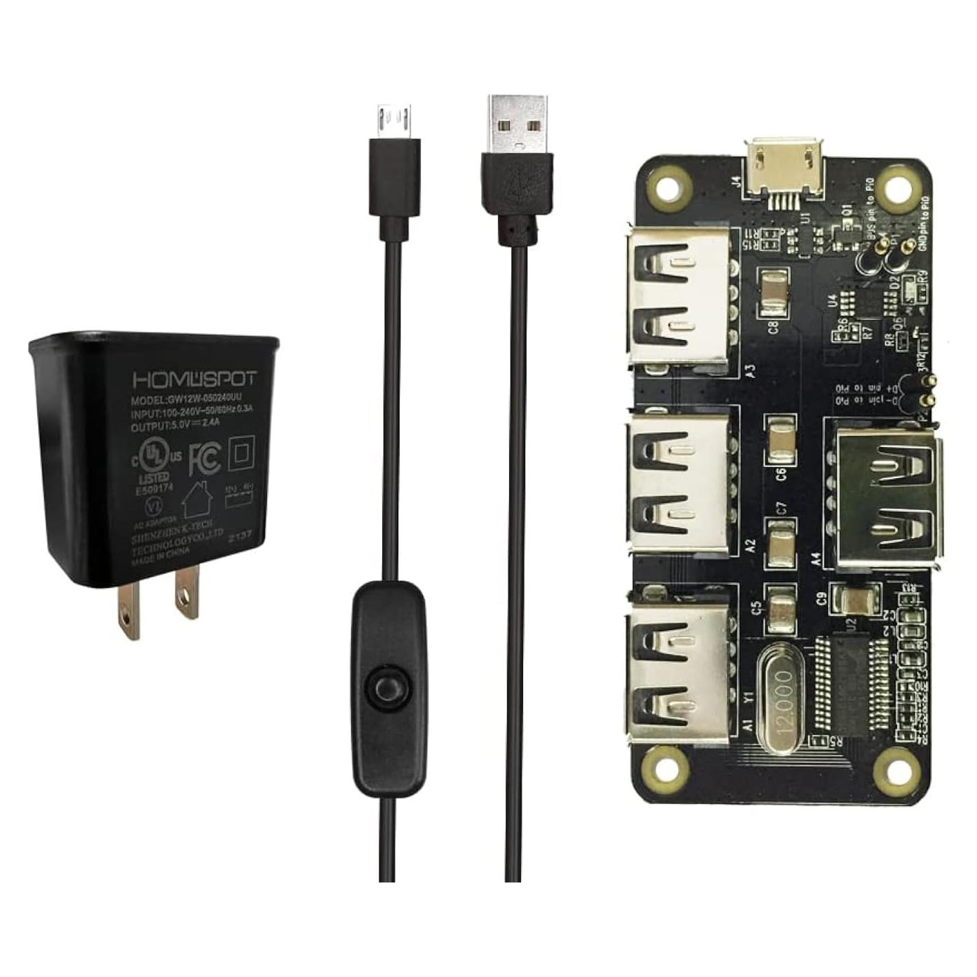 Hub USB apilable 4 puertos MakerSpot para Raspberry Pi Zero