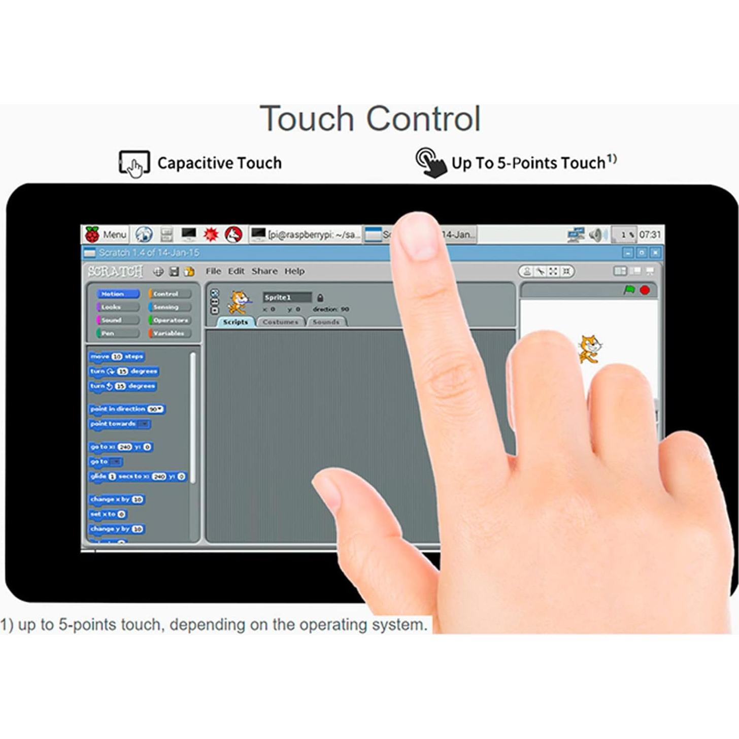 Pantalla Táctil LCD DSI 7" Waveshare 1024x600 para Raspberry Pi