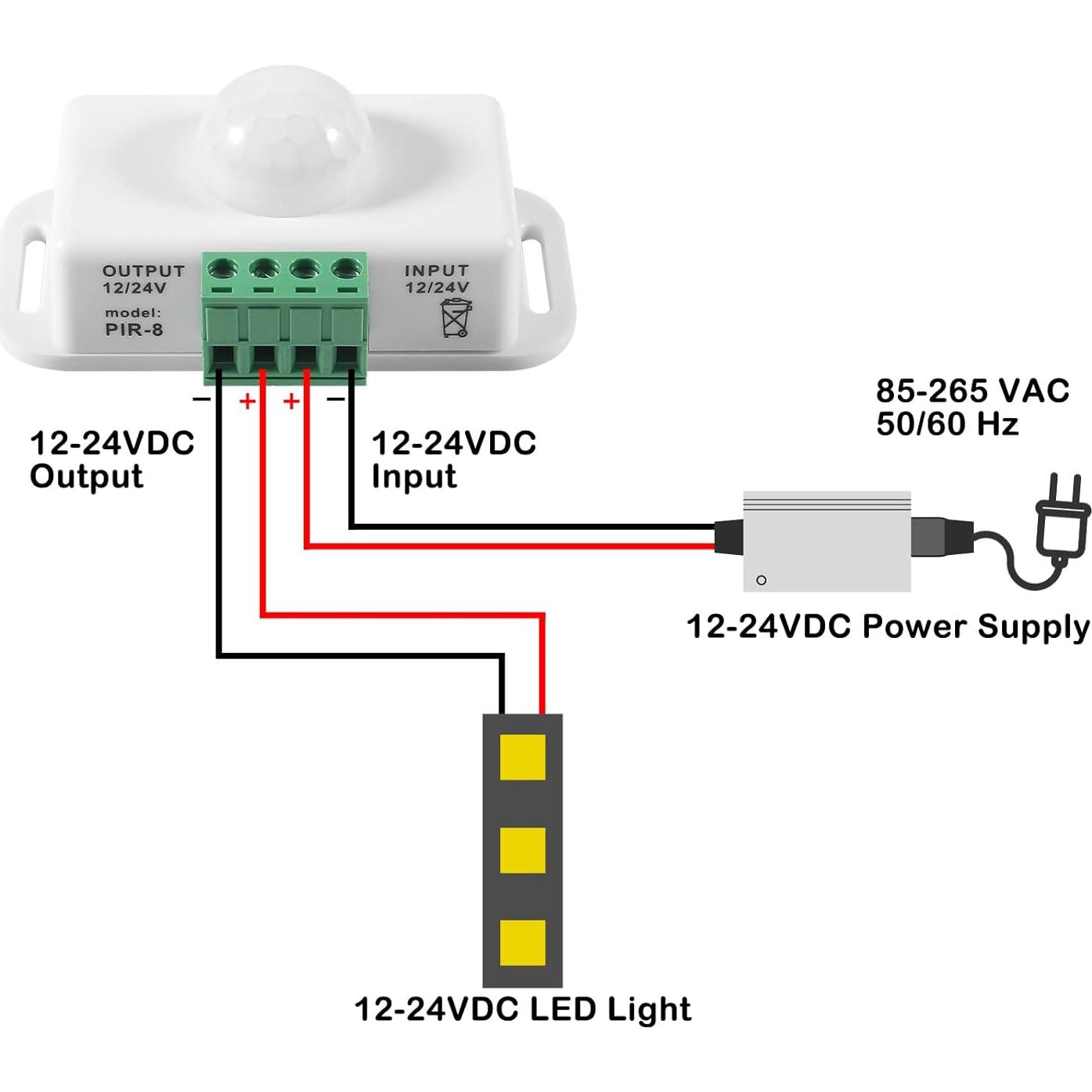 Paquete de 2 Interruptores PIR LED MELIFE 12-24V Blanco