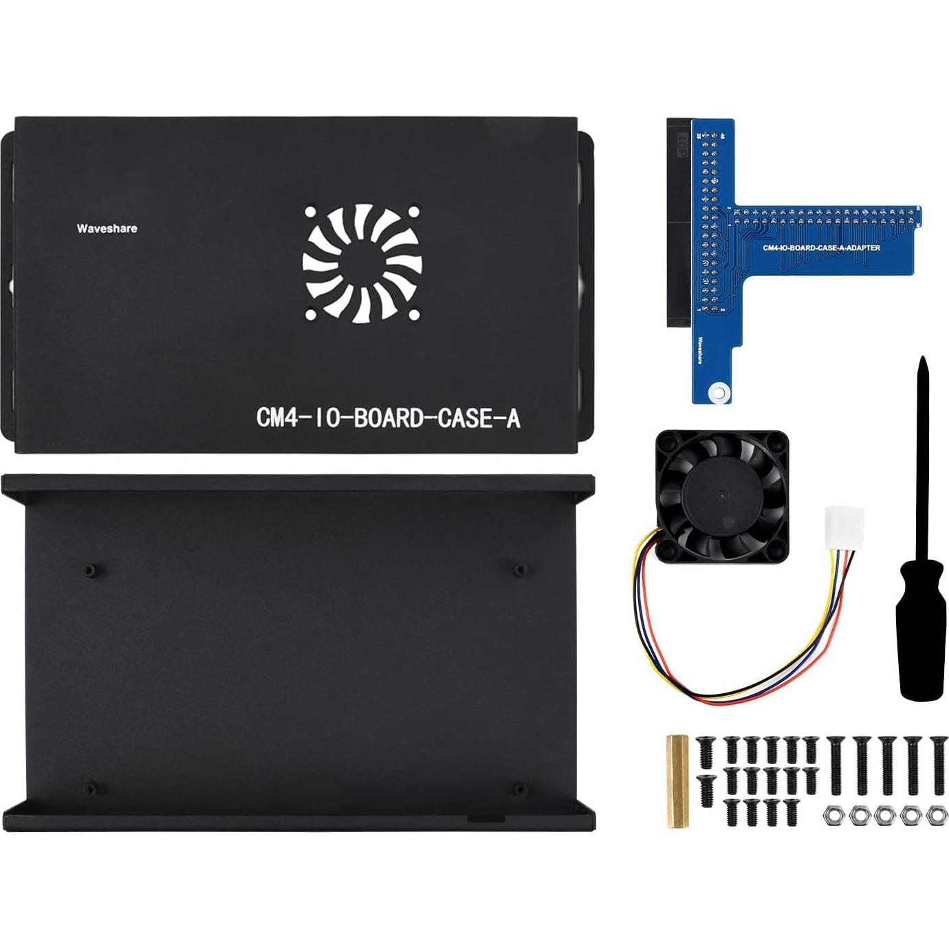 Caja de Metal Waveshare CM4-IO-BOARD-CASE-A con Ventilador