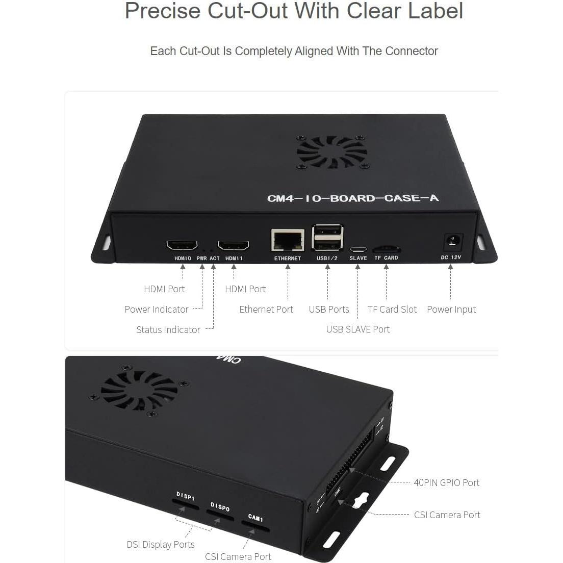 Caja de Metal Waveshare CM4-IO-BOARD-CASE-A con Ventilador