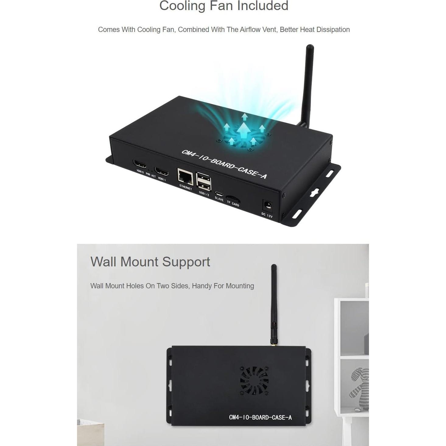 Caja de Metal Waveshare CM4-IO-BOARD-CASE-A con Ventilador