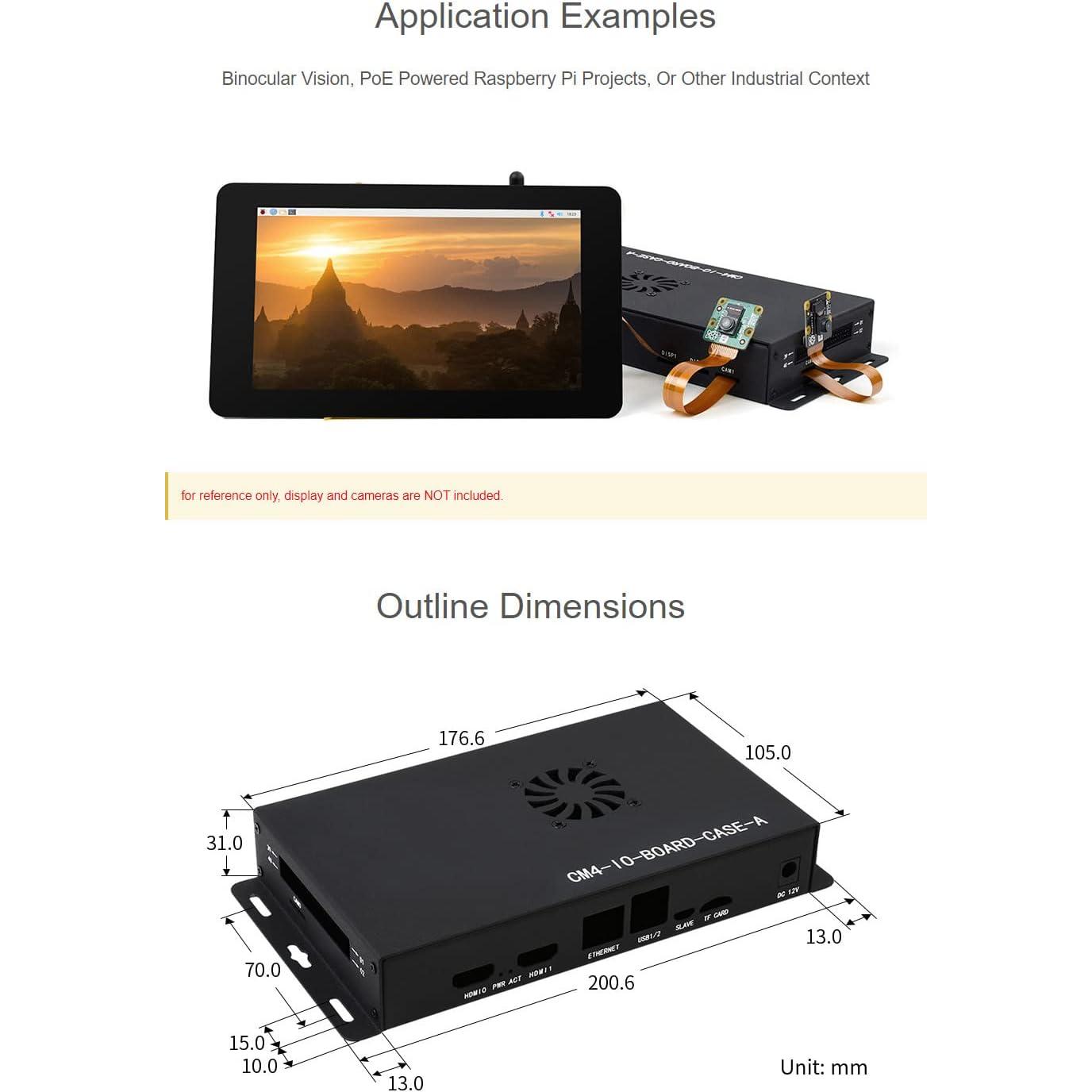 Caja de Metal Waveshare CM4-IO-BOARD-CASE-A con Ventilador