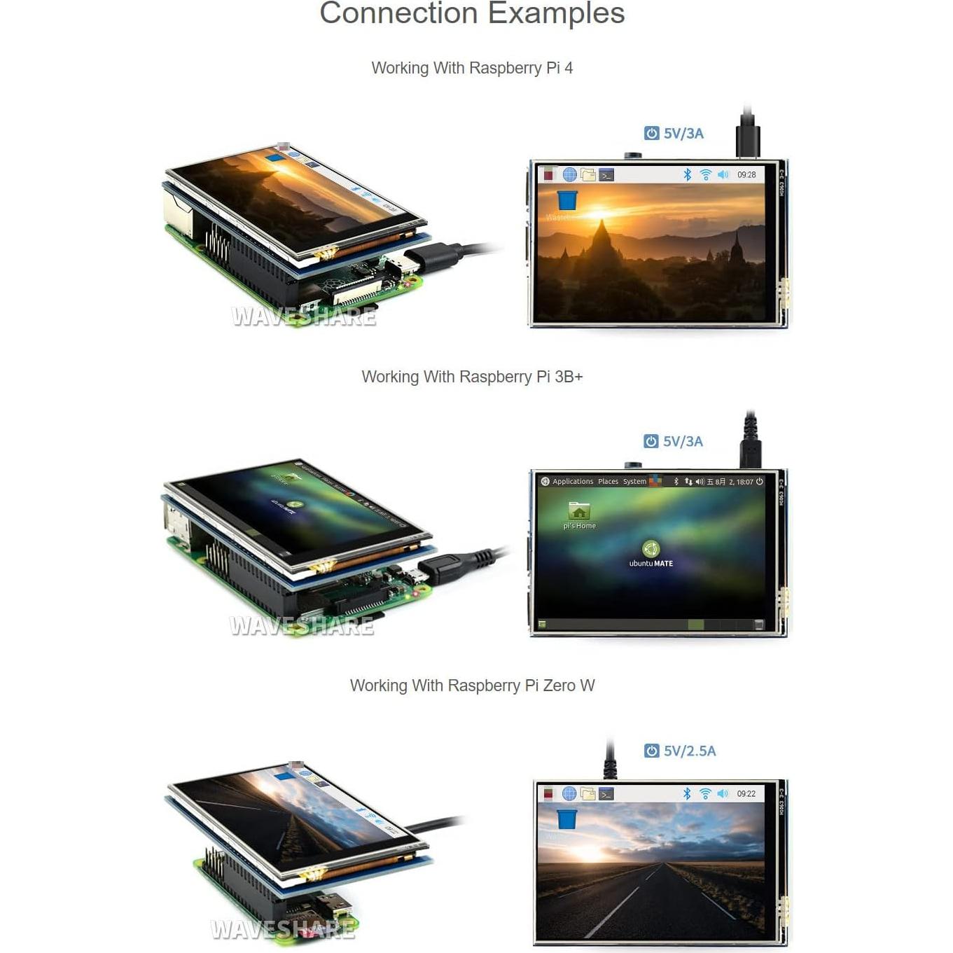 Pantalla Táctil 3.5" Waveshare para Raspberry Pi 480x320 IPS