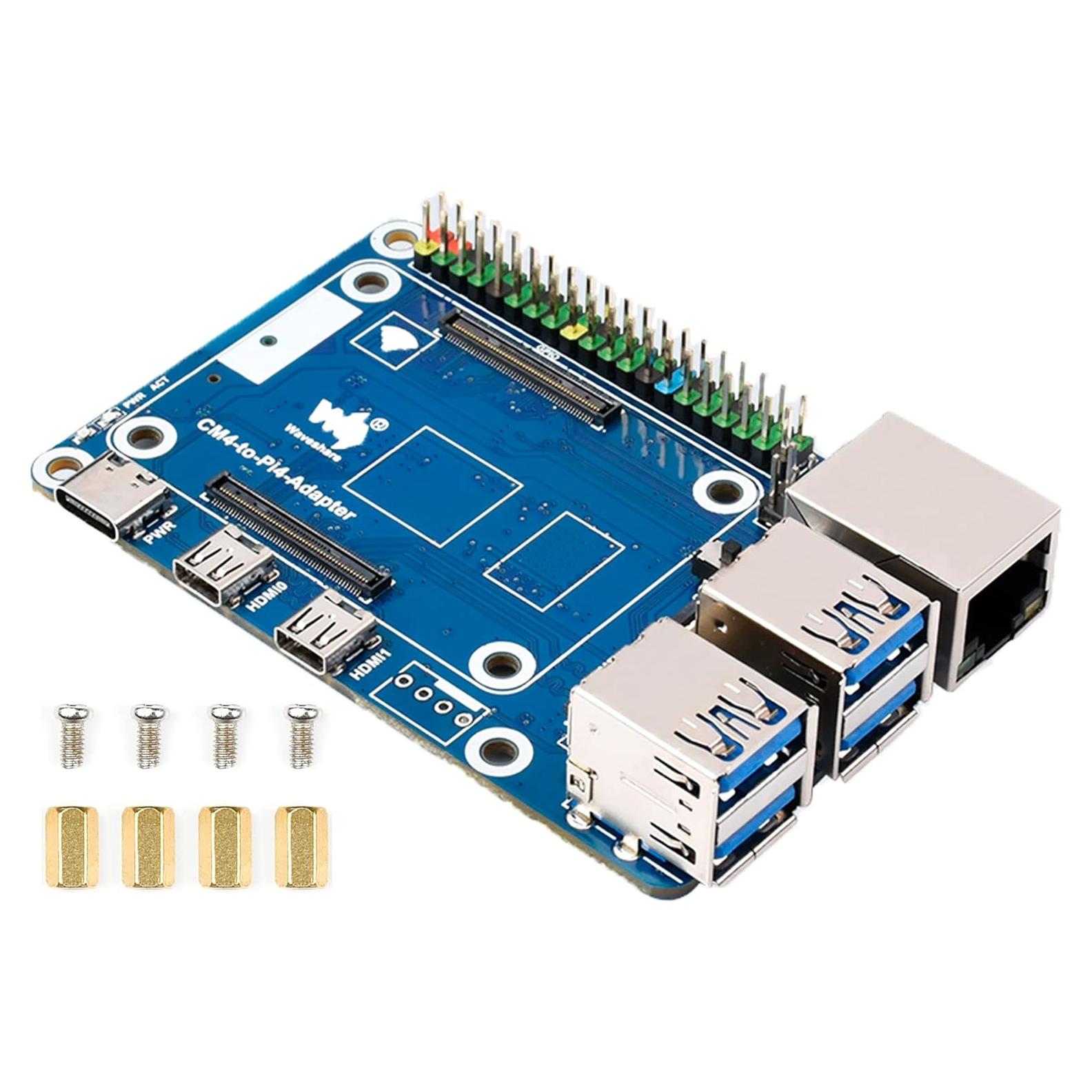 Adaptador CM4 a Raspberry Pi 4B Waveshare - 4 USB 3.0, Gigabit Ethernet