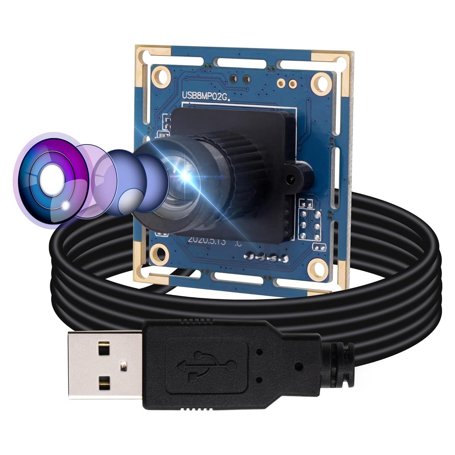 Cámara USB 8MP Webcamera USB con Lente Gran Angular 75°