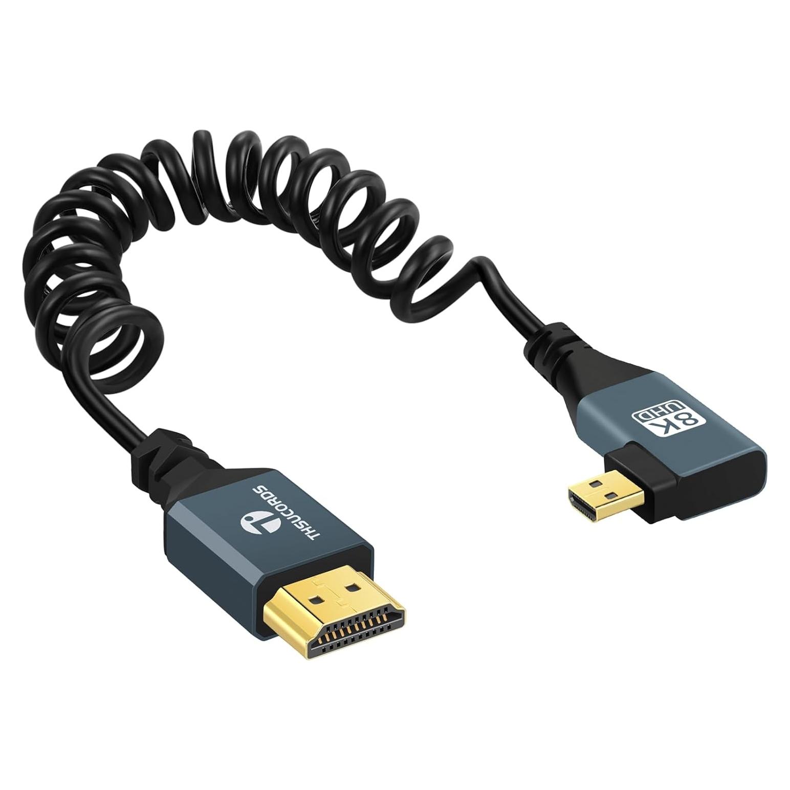 Cable Micro HDMI a HDMI Enrollado 0.91m 8K Jinglong