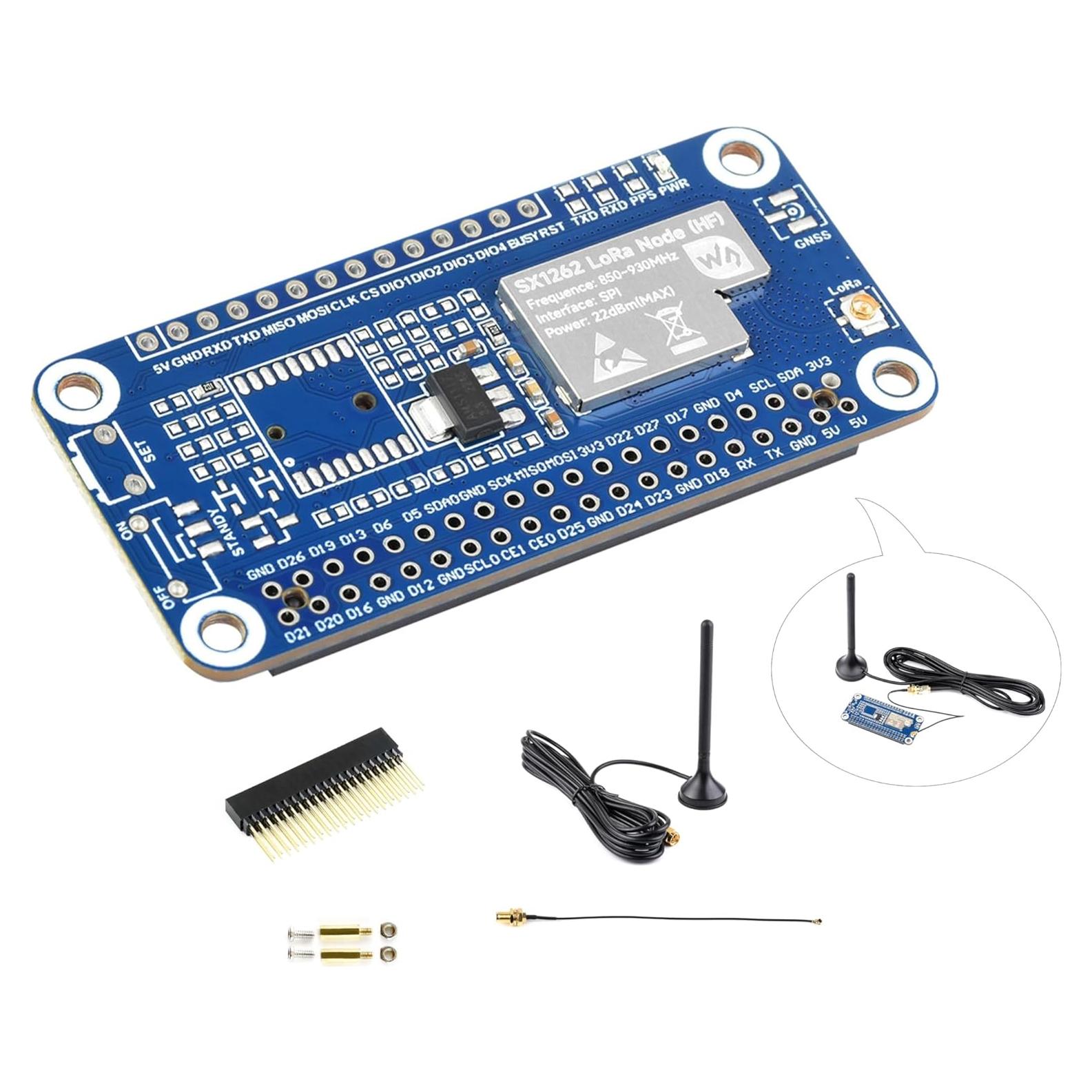 Módulo LoRa SX1262 UeeKKoo HAT para Raspberry Pi con Antena