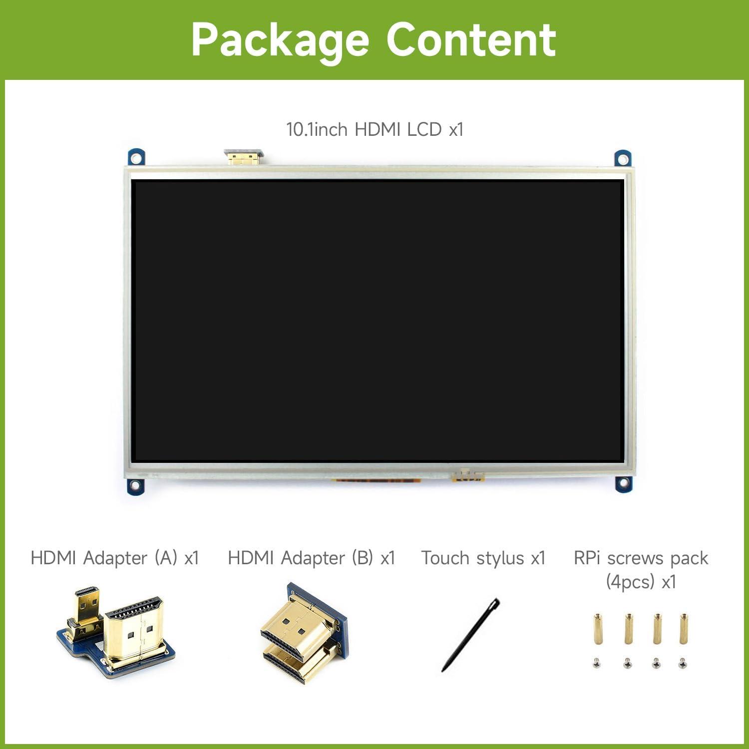 Pantalla LCD táctil 10.1" Waveshare 1024x600 HDMI Raspberry Pi