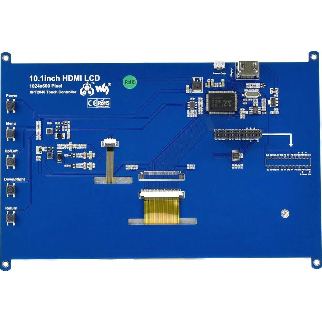 Pantalla LCD táctil 10.1" Waveshare 1024x600 HDMI Raspberry Pi