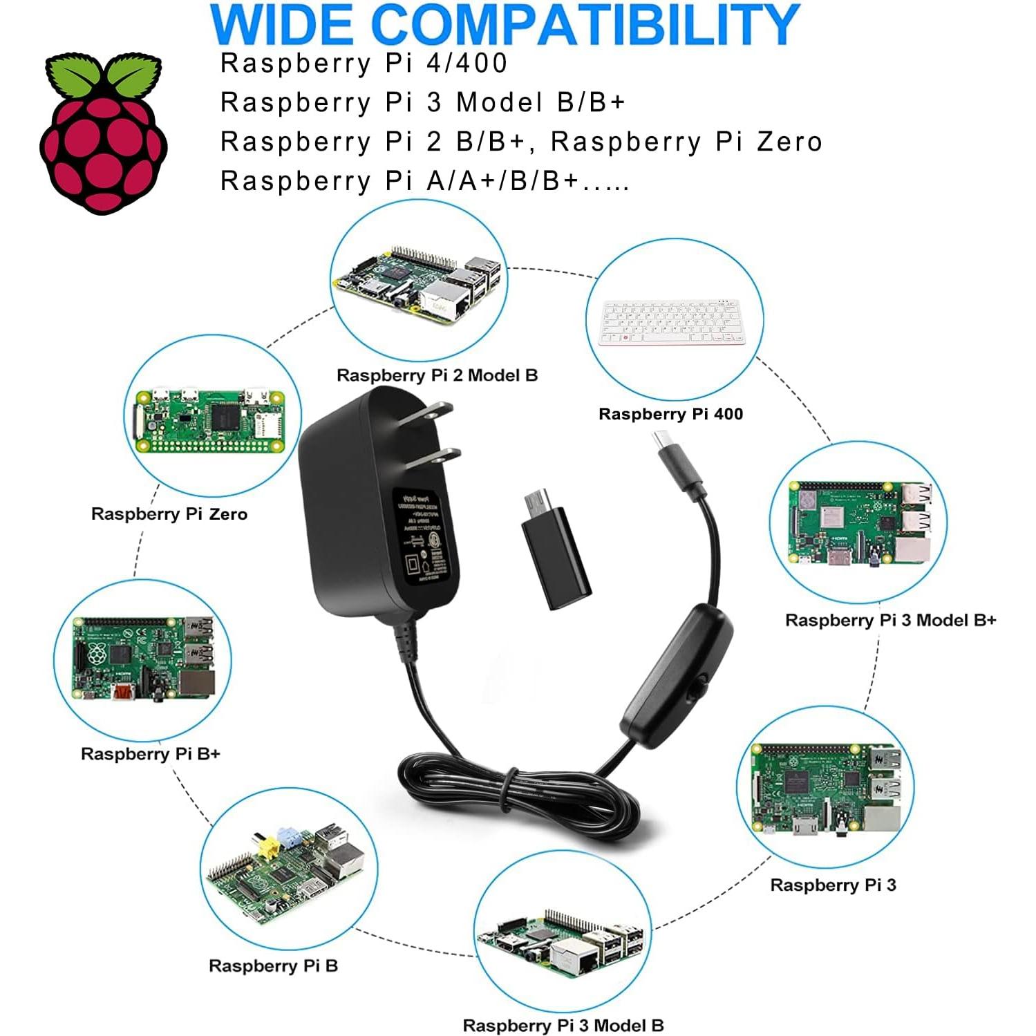 Fuente de Alimentación Miuzei 5V 3A para Raspberry Pi 4B
