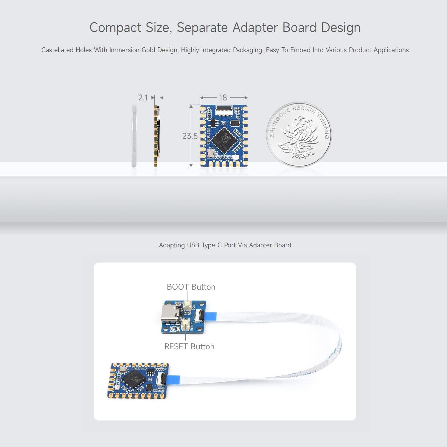 Placa de desarrollo RP2040-Tiny Waveshare con USB tipo C
