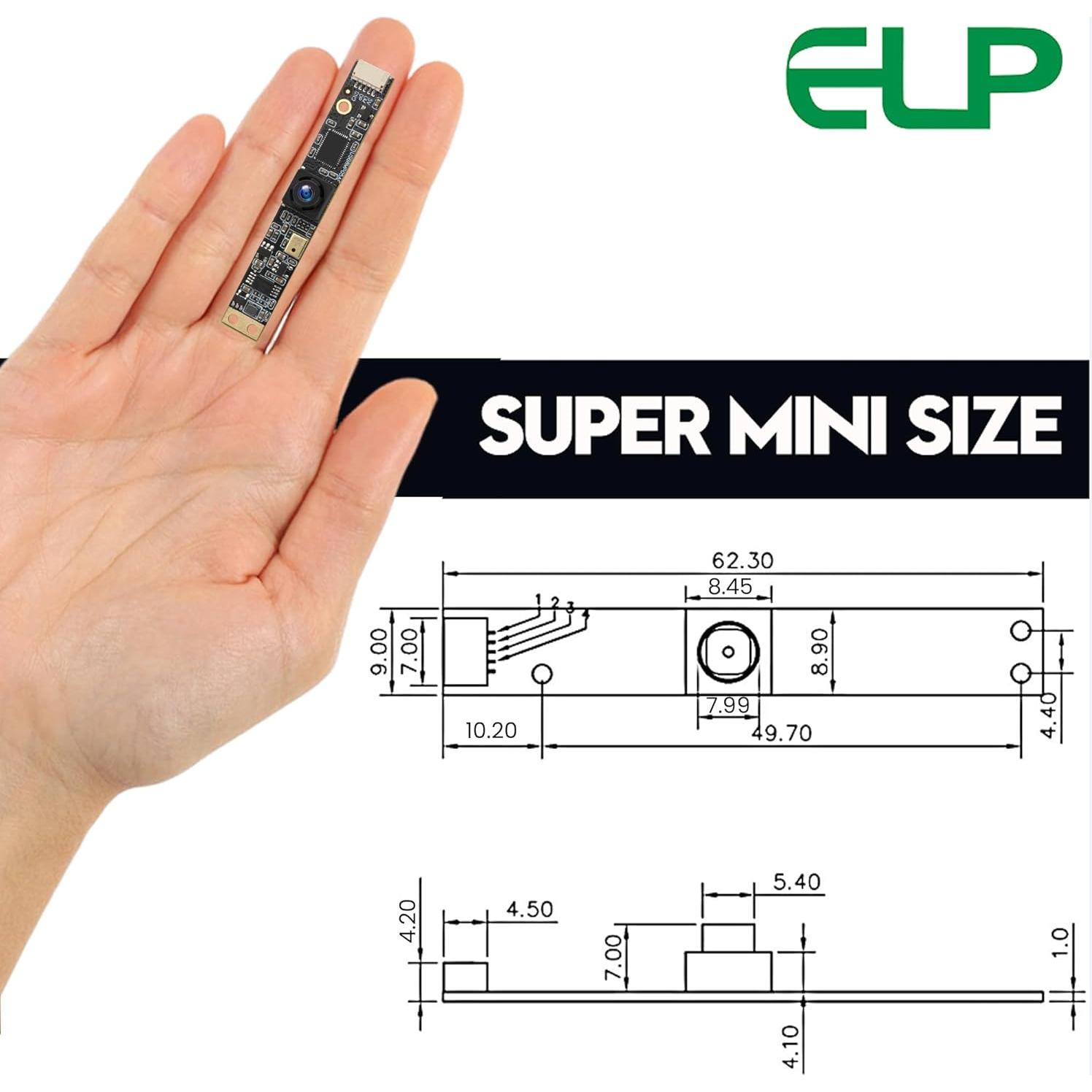 Cámara USB ELP 8MP con Micrófono y Lente Gran Angular
