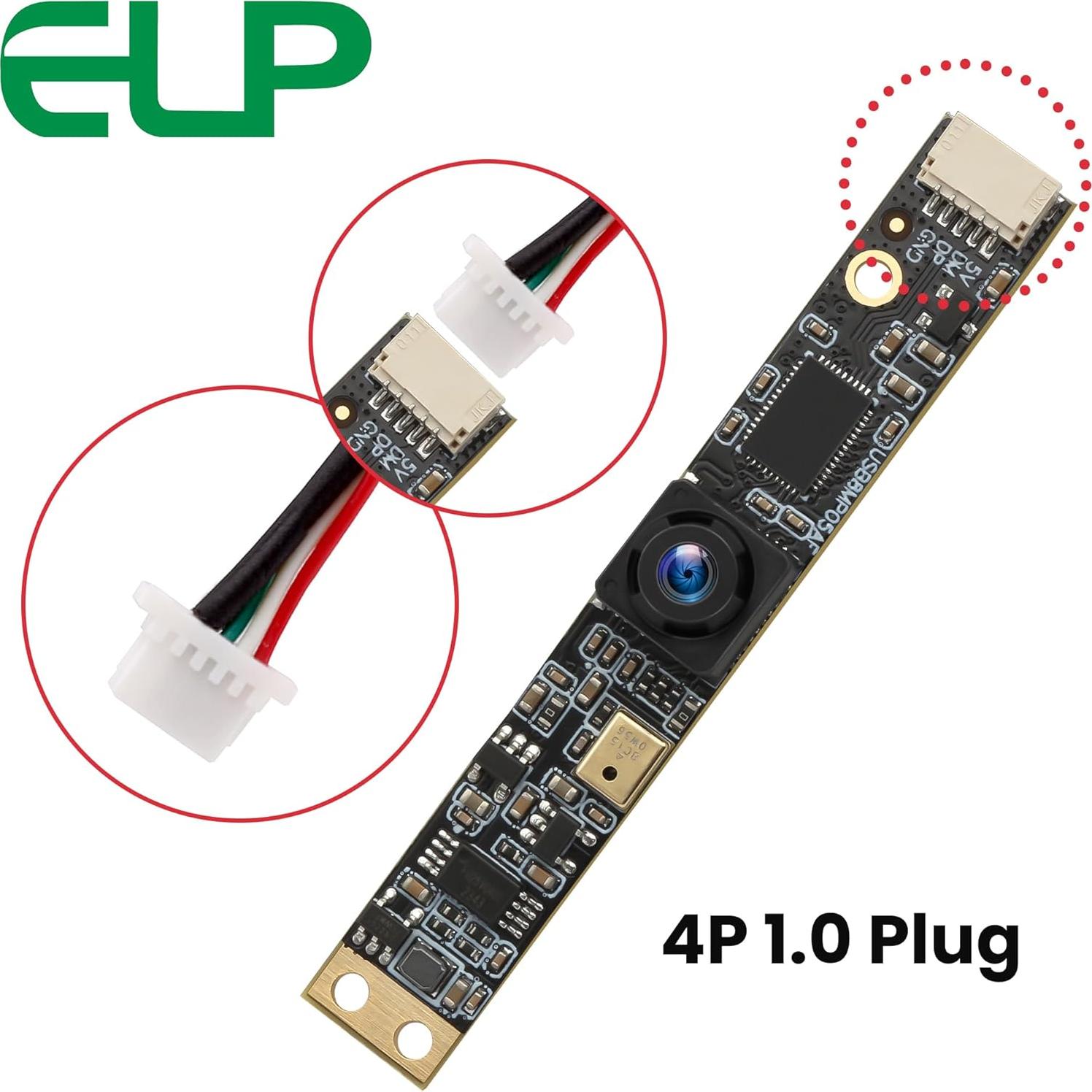 Cámara USB ELP 8MP con Micrófono y Lente Gran Angular