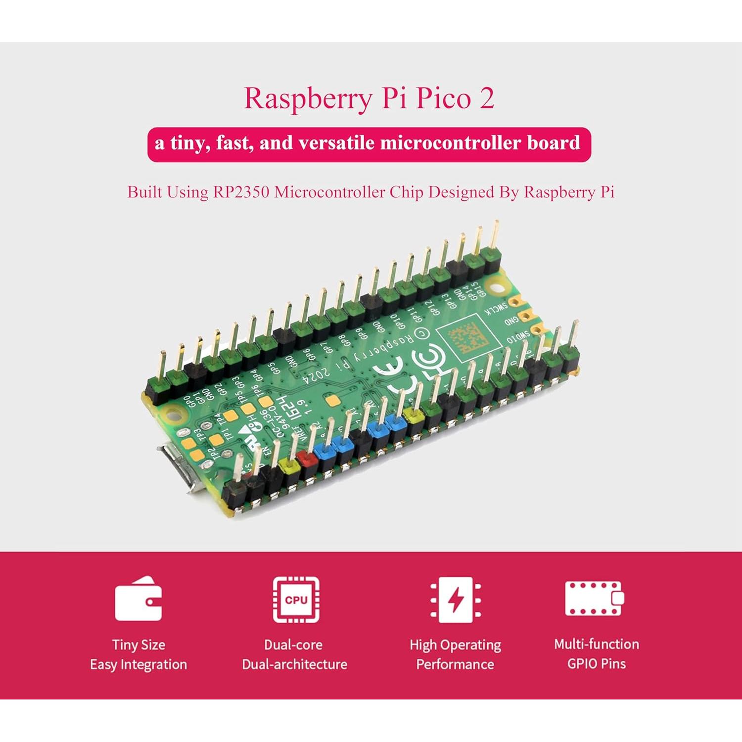 Microcontrolador UeeKKoo Pico 2 con Conector Pre-soldado