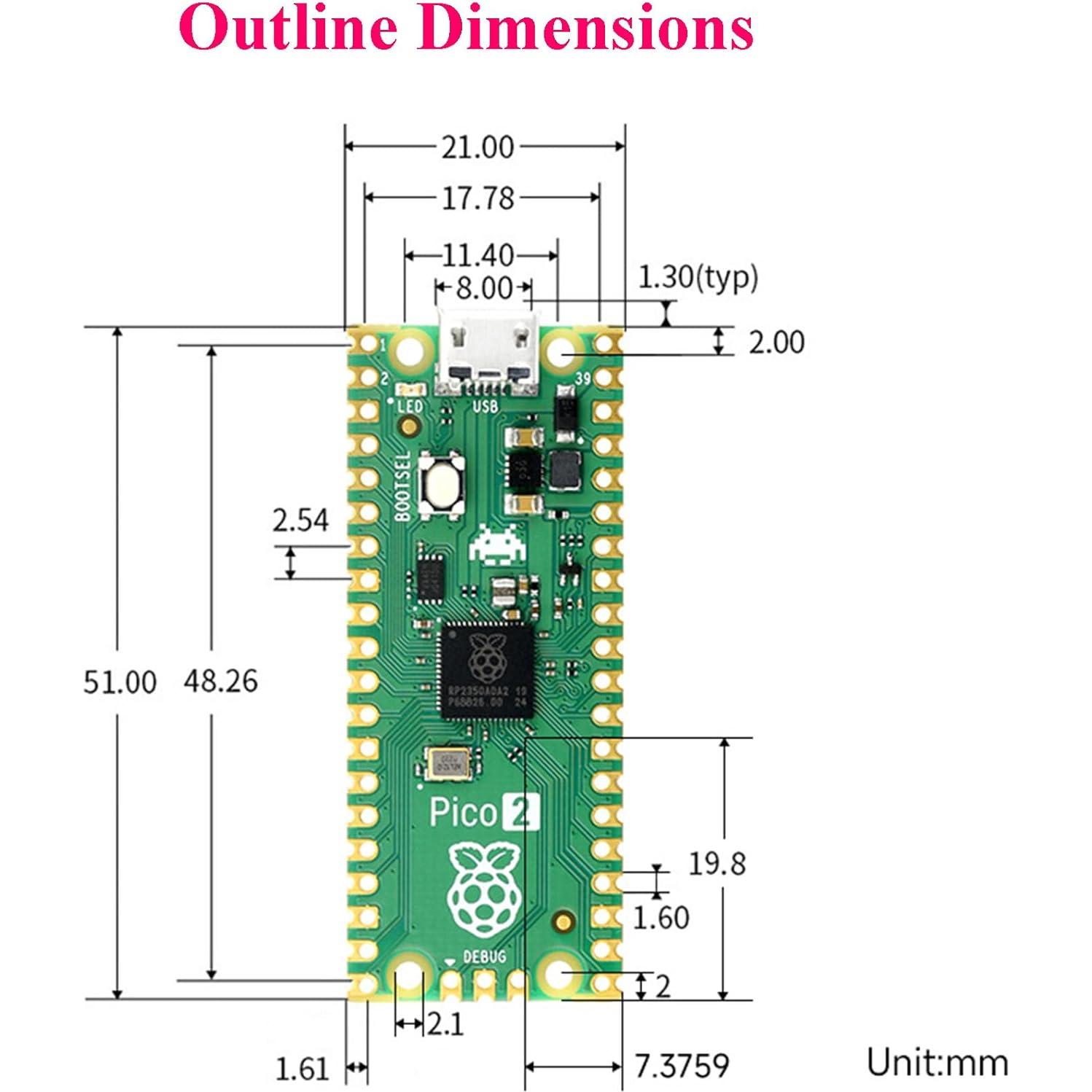 Microcontrolador UeeKKoo Pico 2 con Conector Pre-soldado