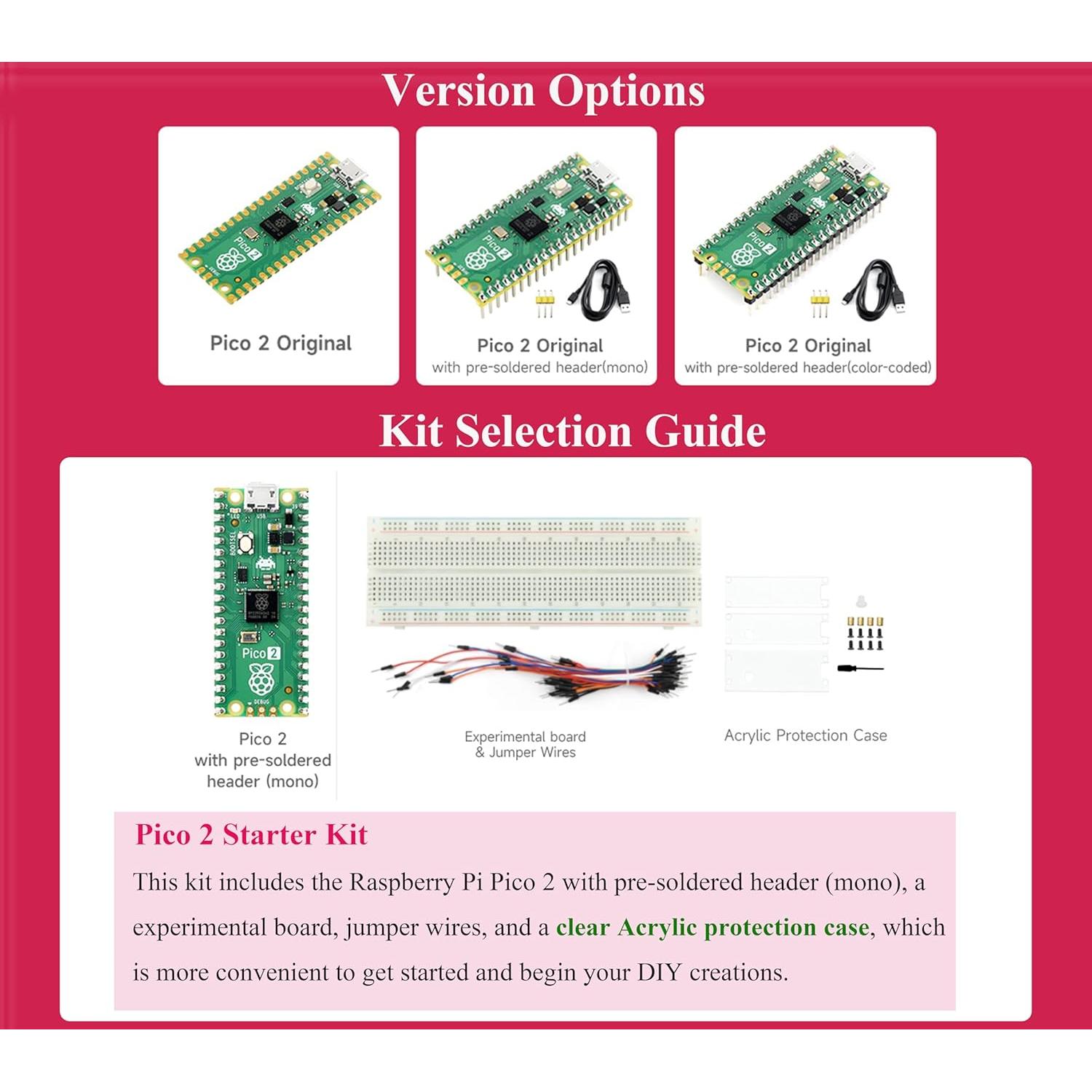 Microcontrolador UeeKKoo Pico 2 con Conector Pre-soldado