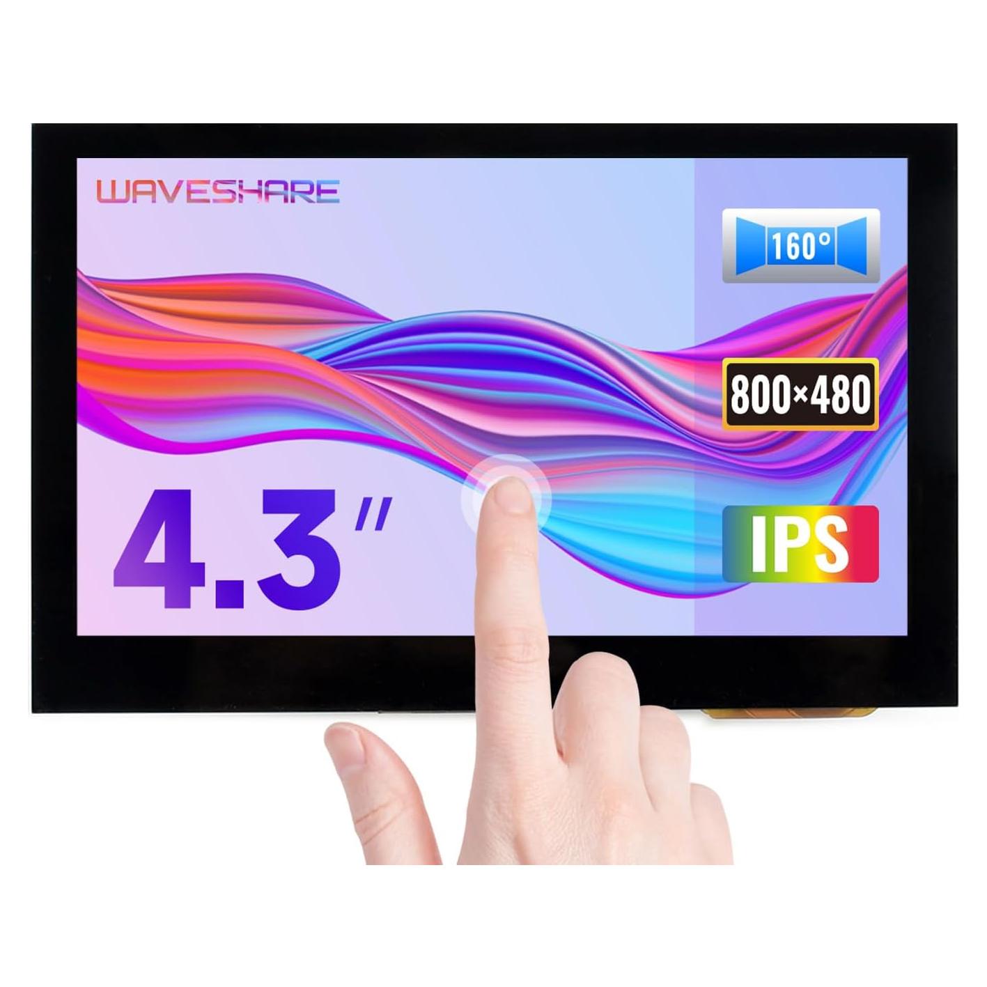 Pantalla LCD Táctil 4.3" Waveshare HDMI 800x480 IPS