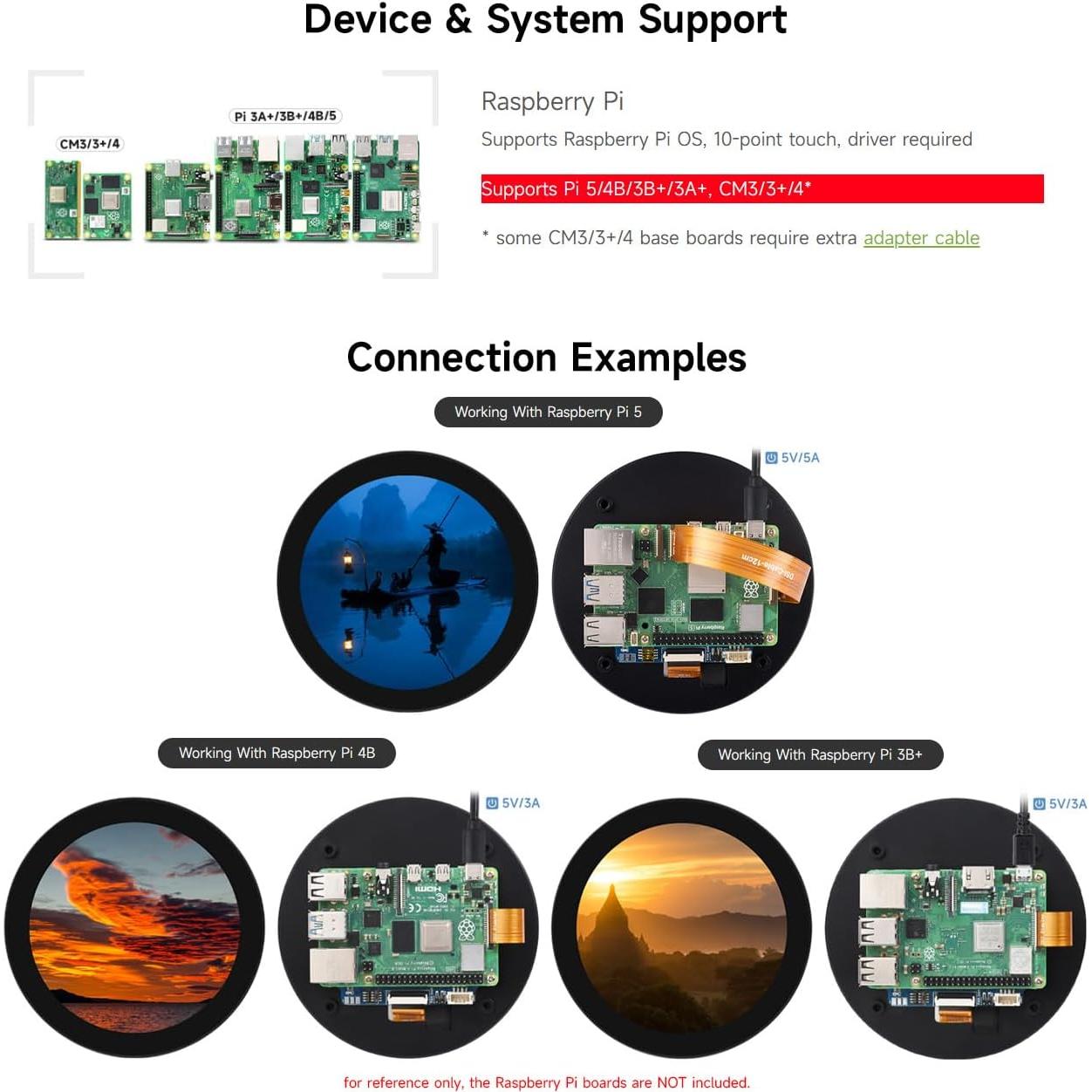 Pantalla táctil redonda Waveshare 10.16 cm 720x720 IPS
