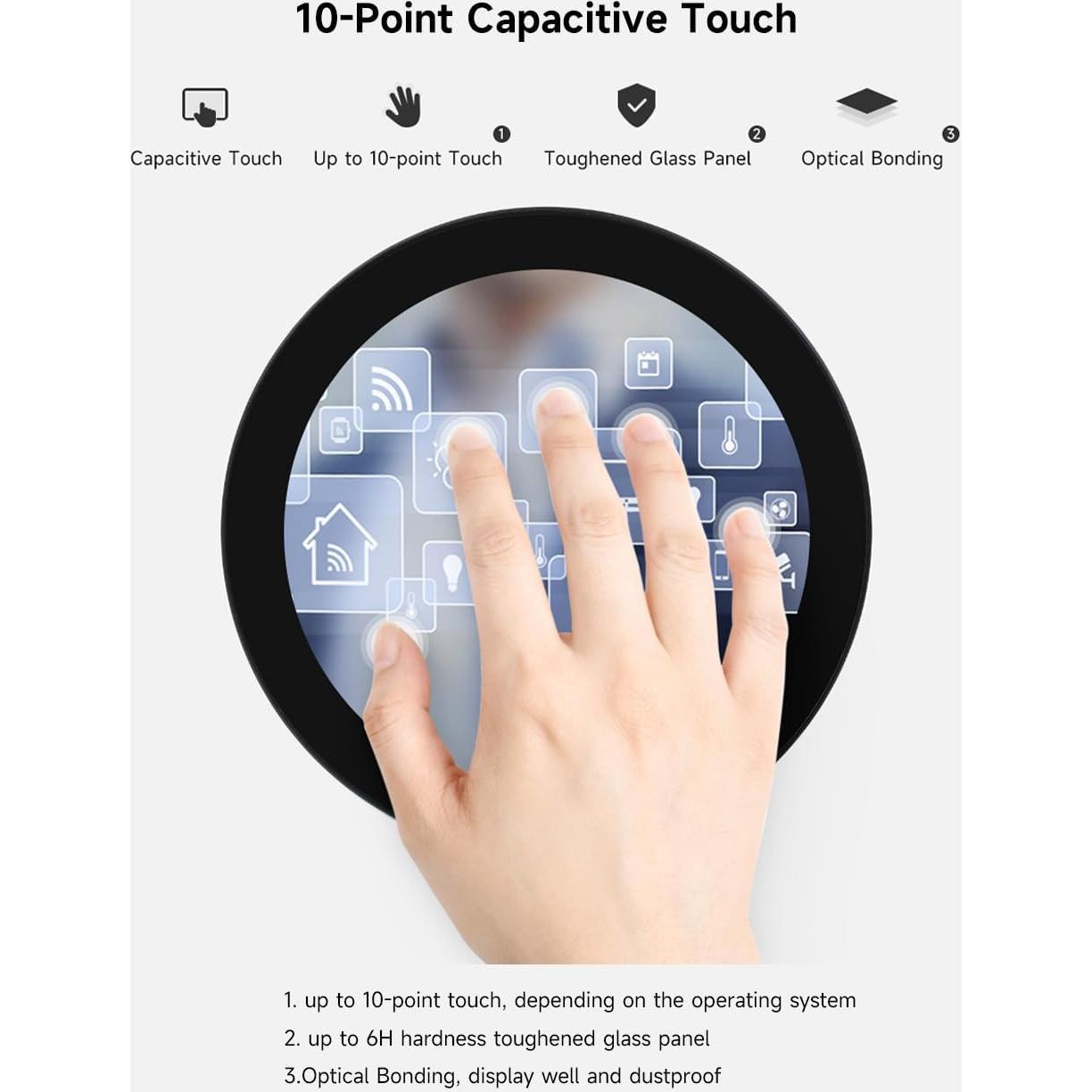 Pantalla táctil redonda Waveshare 10.16 cm 720x720 IPS
