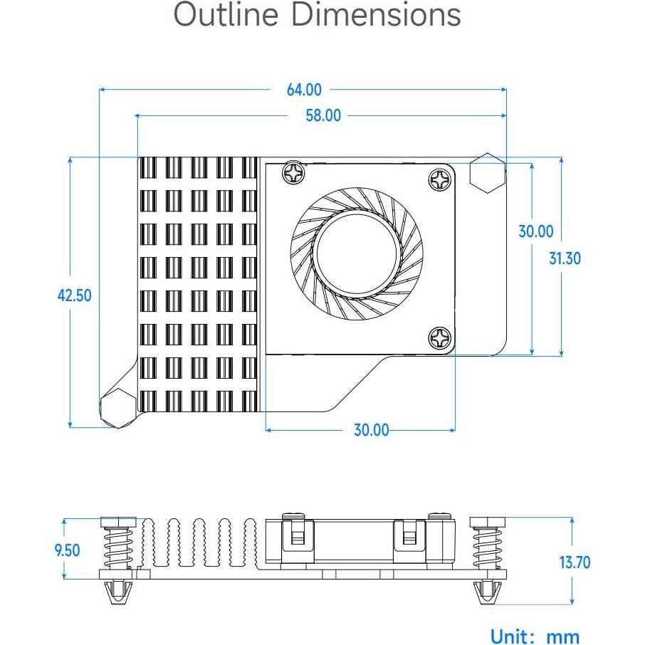 Enfriador Activo Waveshare para Raspberry Pi 5, Ventilador y Disipador