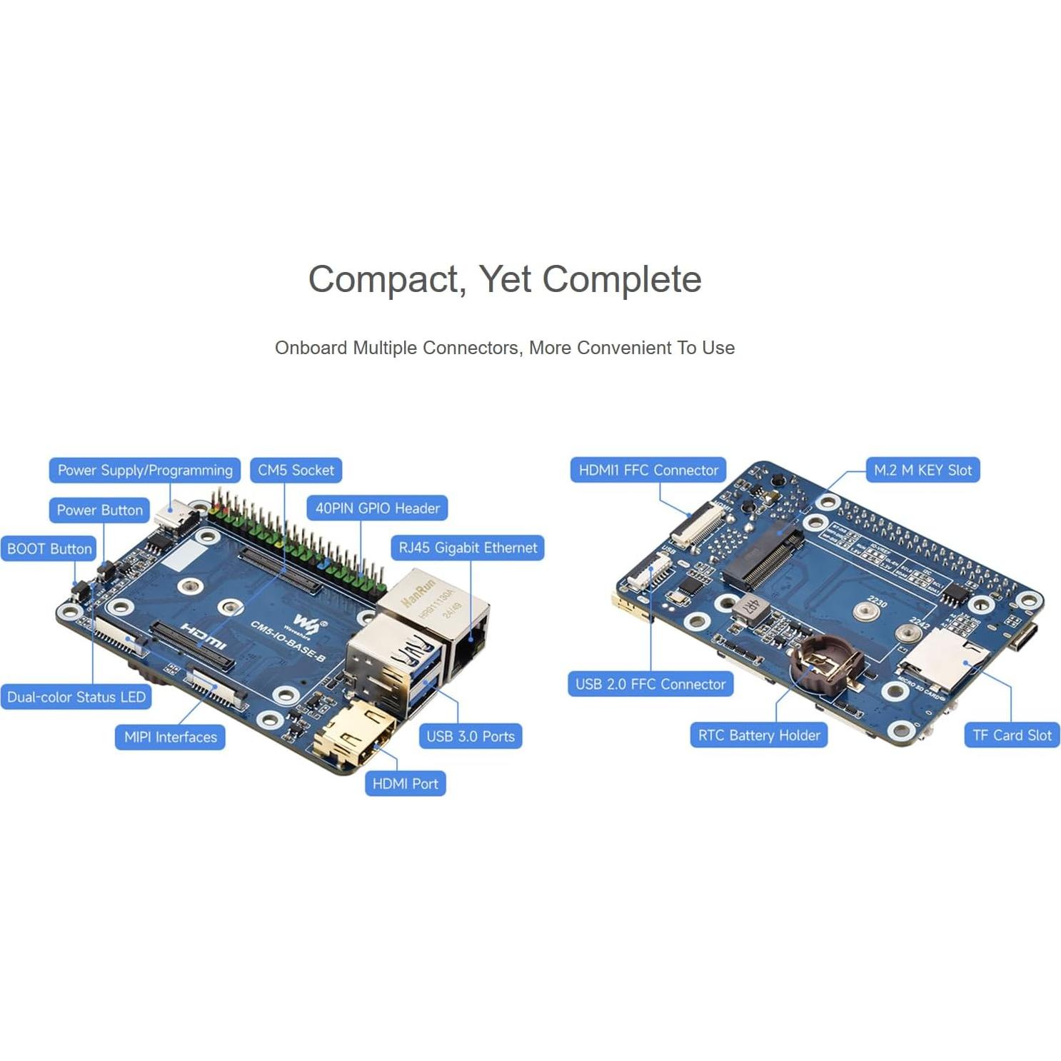 Placa Base Mini IO Waveshare para Raspberry Pi CM5 Lite