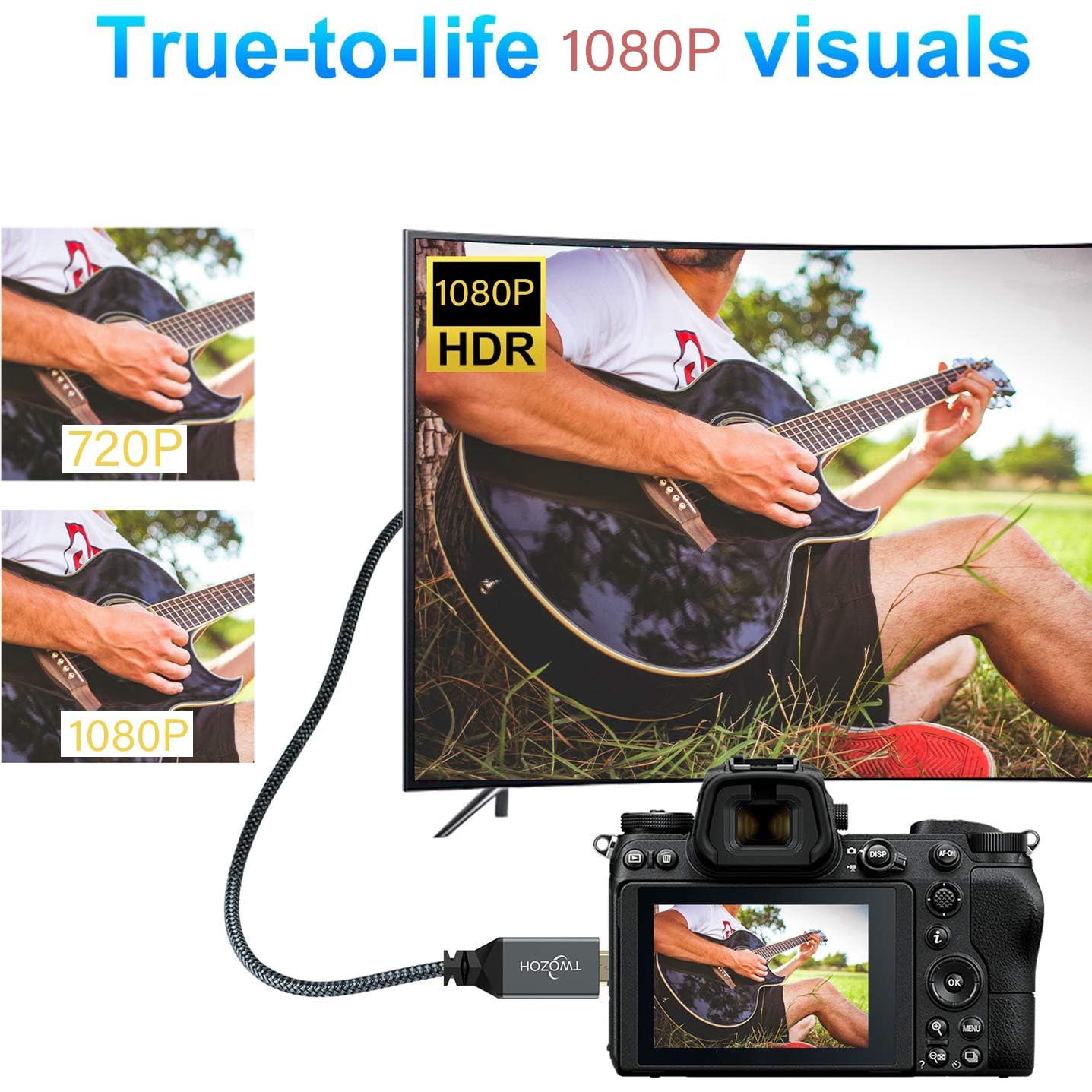 Cable Micro HDMI a HDMI Twozoh 9.14m 1080p para GoPro y cámaras