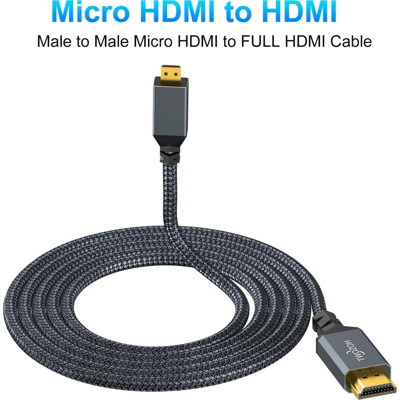 Cable Micro HDMI a HDMI Twozoh 9.14m 1080p para GoPro y cámaras