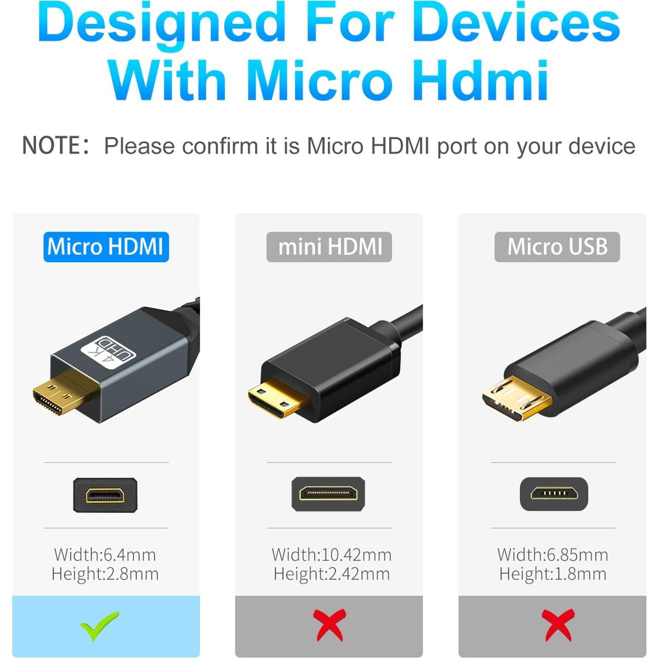 Cable Micro HDMI a HDMI Twozoh 9.14m 1080p para GoPro y cámaras