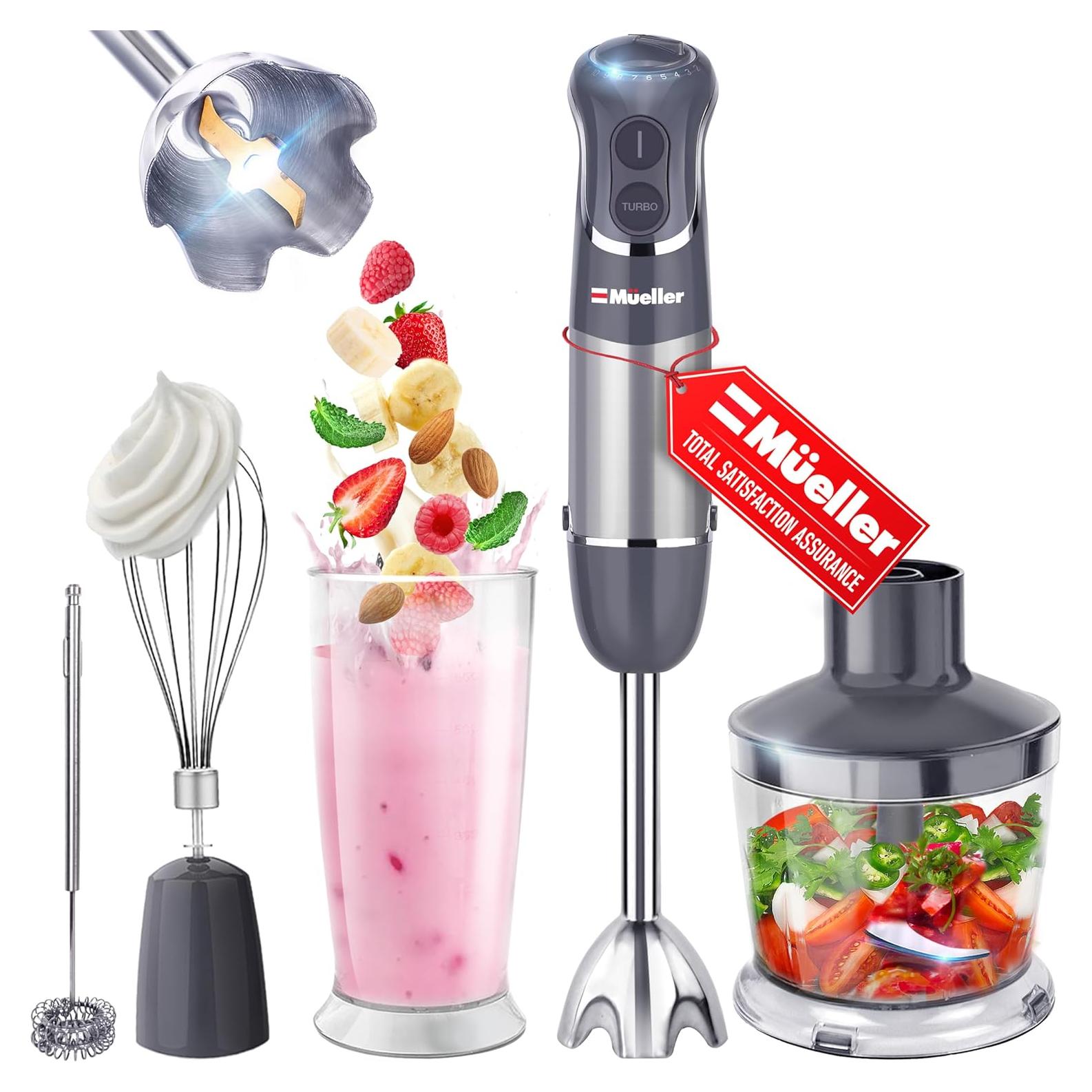 Batidora de Inmersión Mueller 800W 4-en-1 con Accesorios
